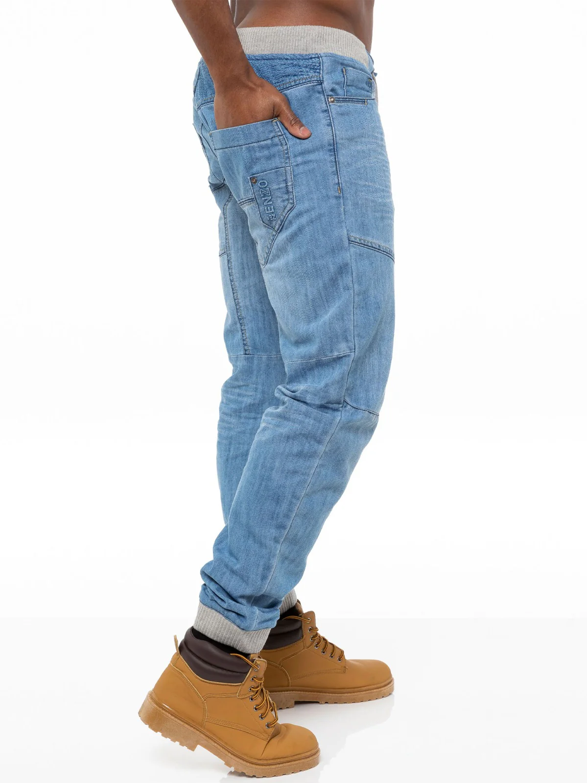 Mens Denim Cuffed Joggers Jeans | Enzo Designer Menswear - Image 10