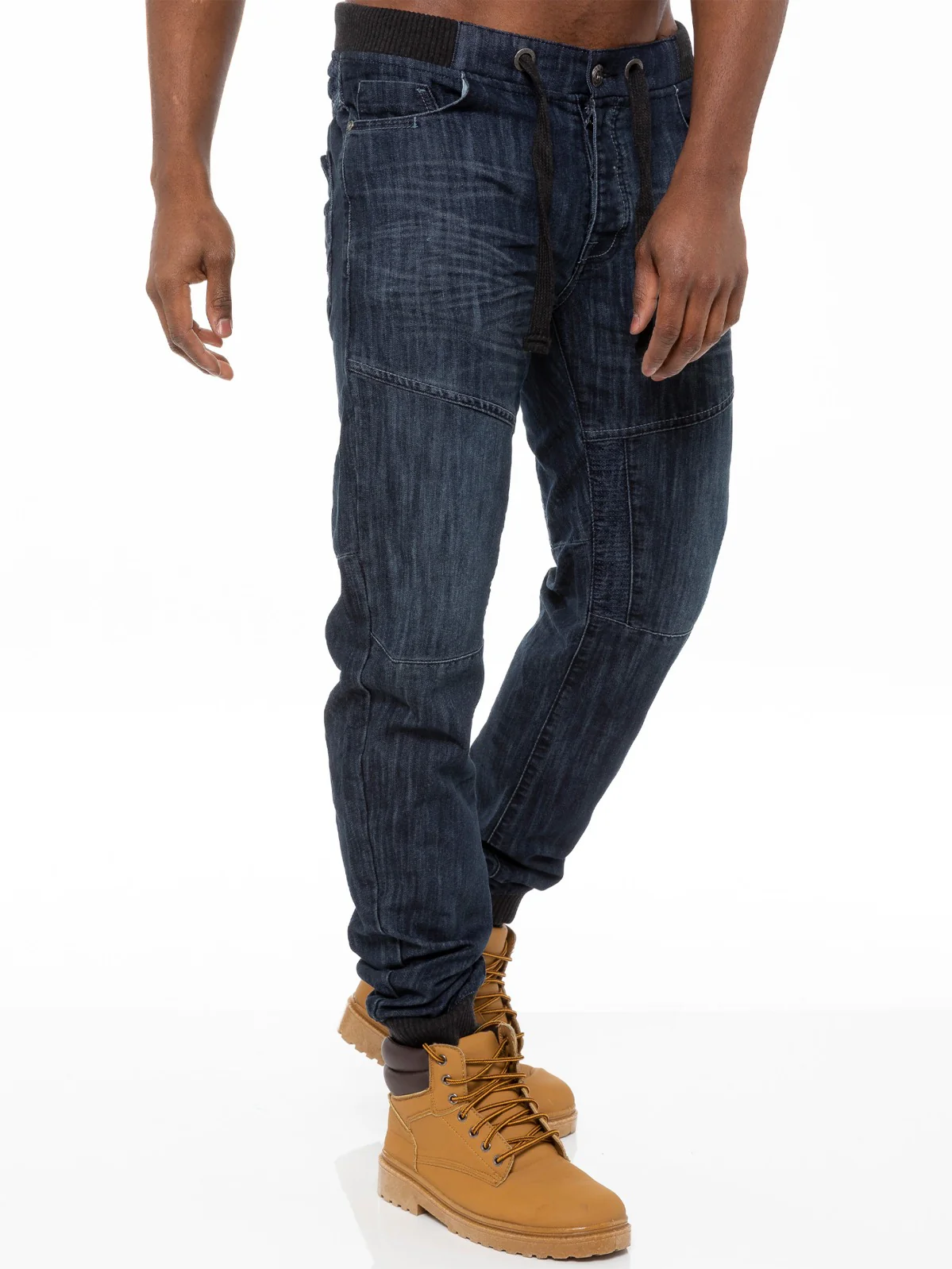 Mens Denim Cuffed Joggers Jeans | Enzo Designer Menswear - Image 3