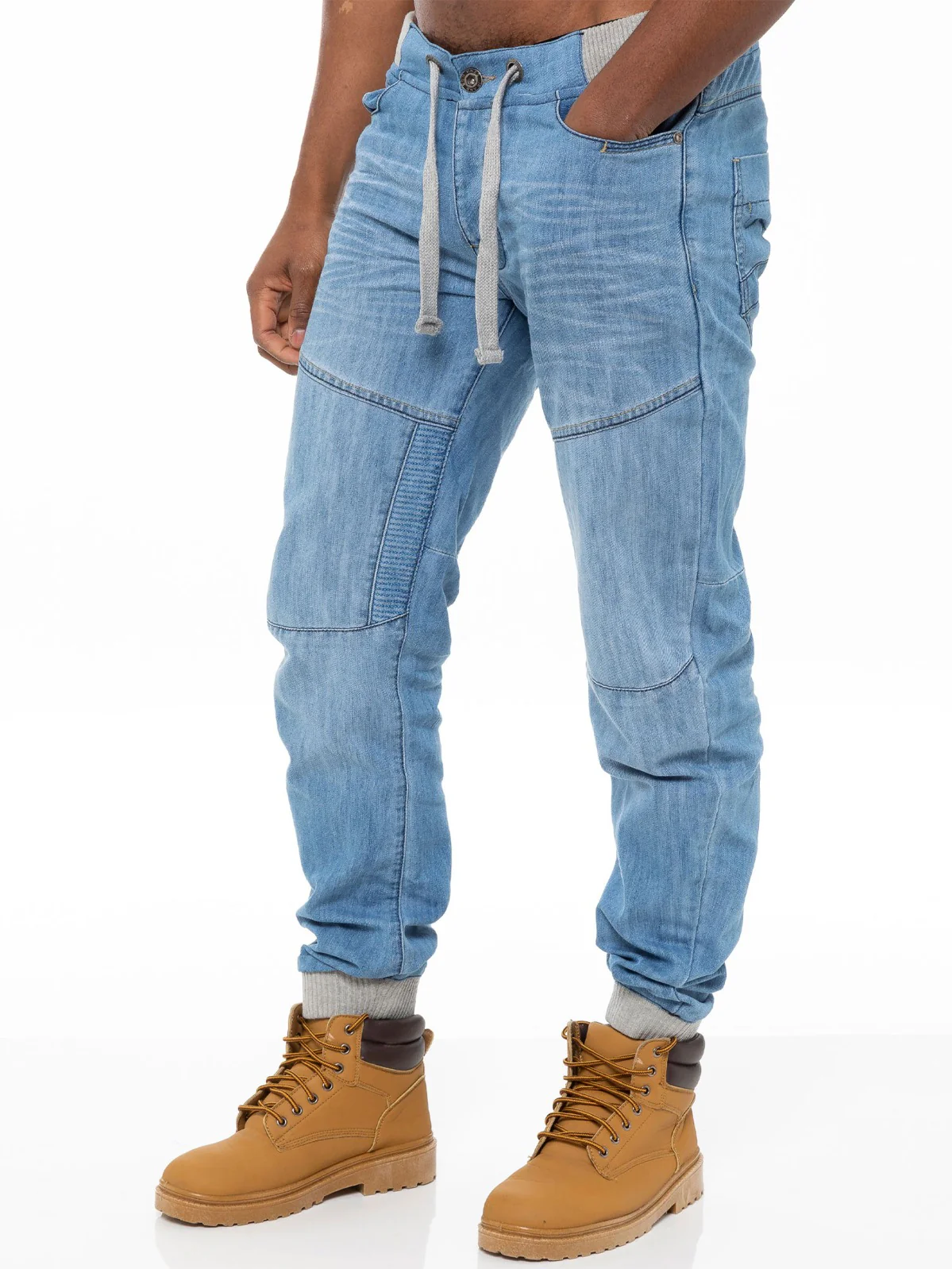 Mens Denim Cuffed Joggers Jeans | Enzo Designer Menswear - Image 7