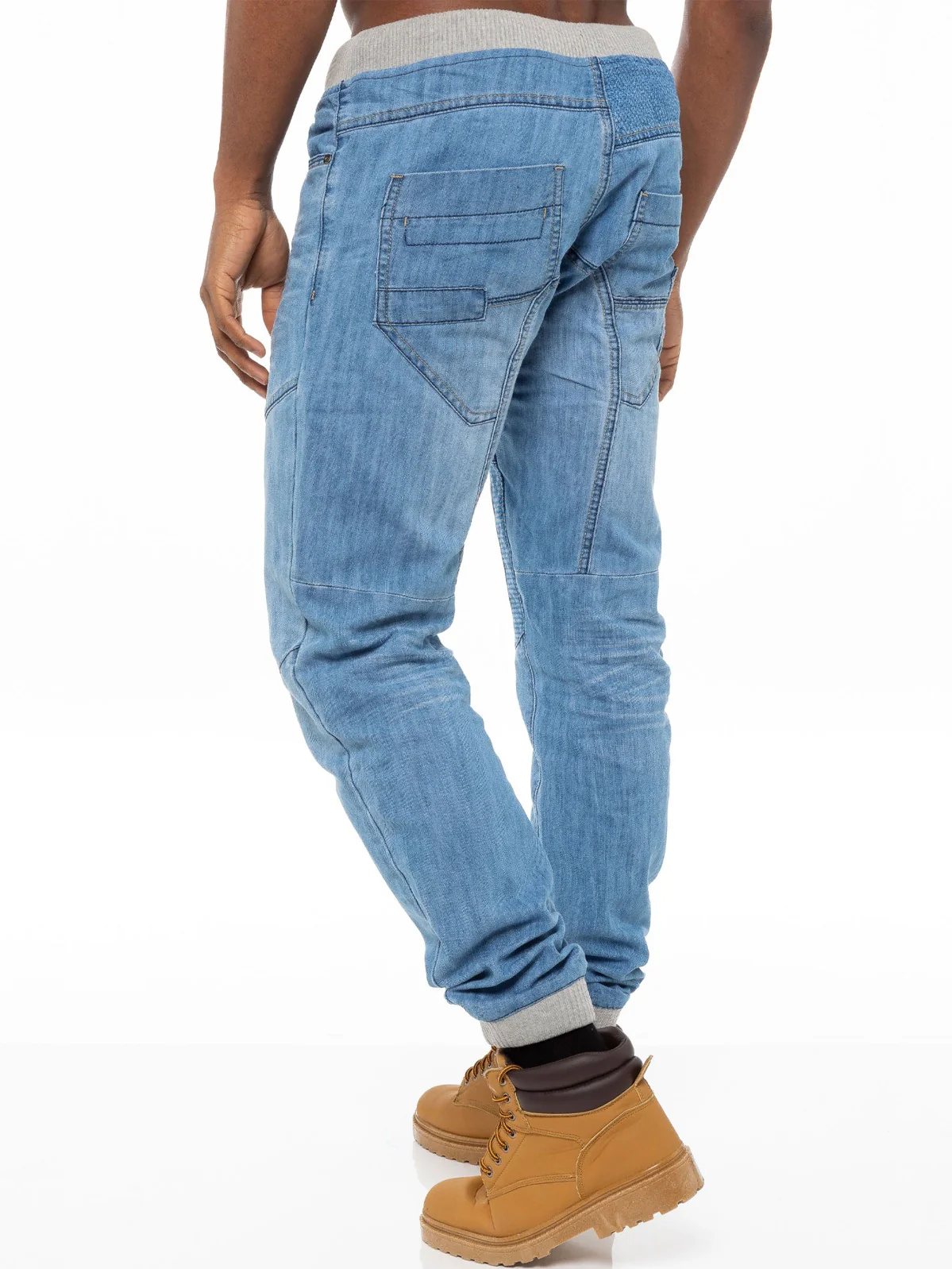 Mens Denim Cuffed Joggers Jeans | Enzo Designer Menswear - Image 8