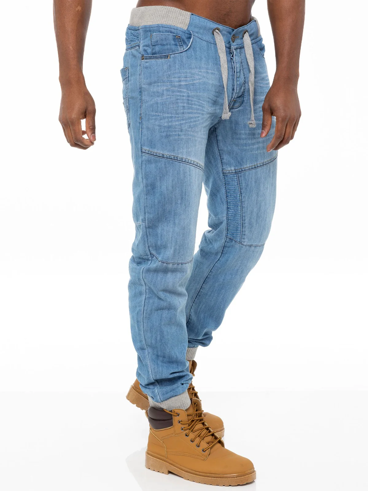Mens Denim Cuffed Joggers Jeans | Enzo Designer Menswear - Image 9