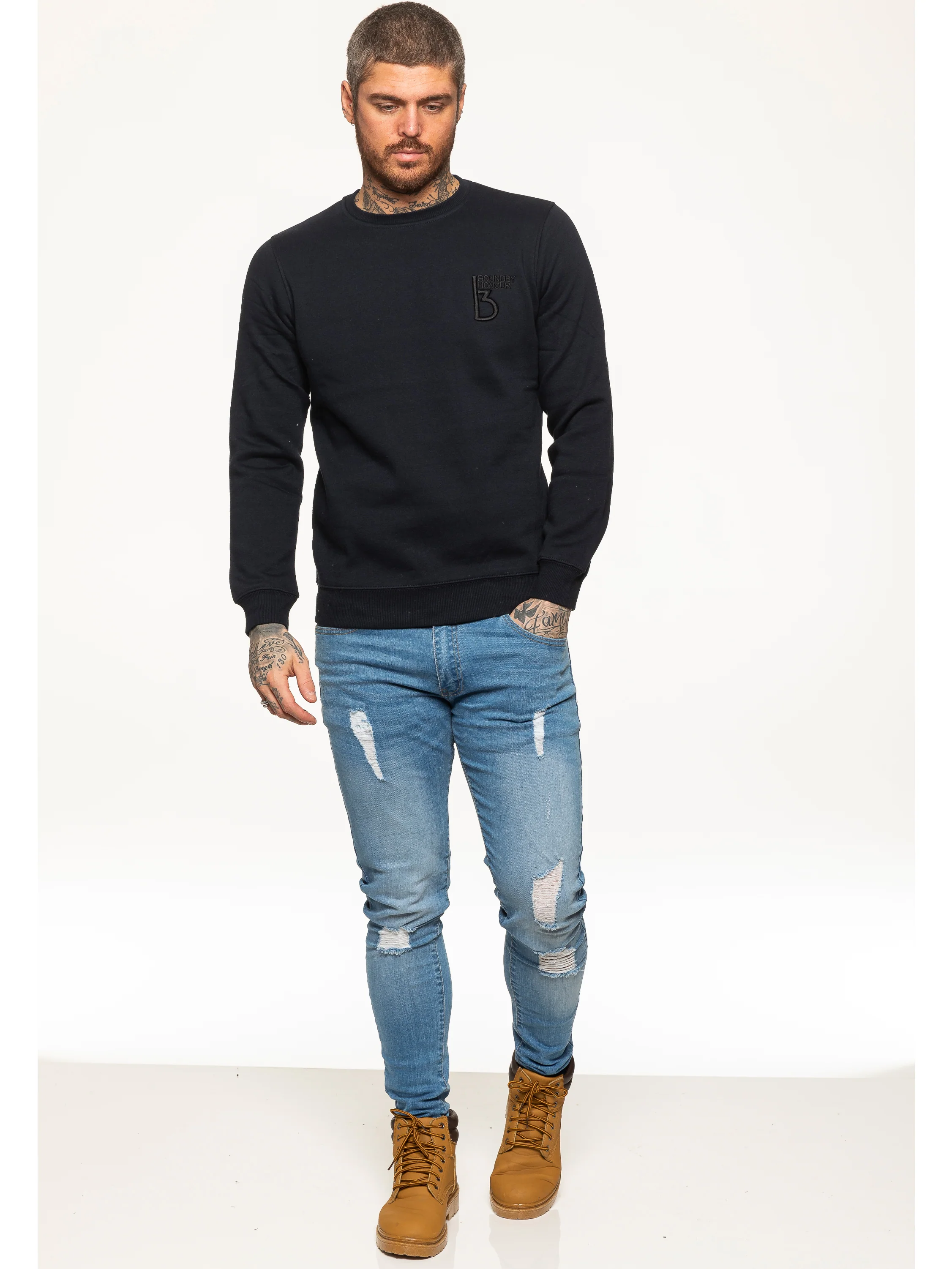 BBH Mens Plain Sweatshirt Crew Neck Jersey Fleece | Bound By Honour - Image 10