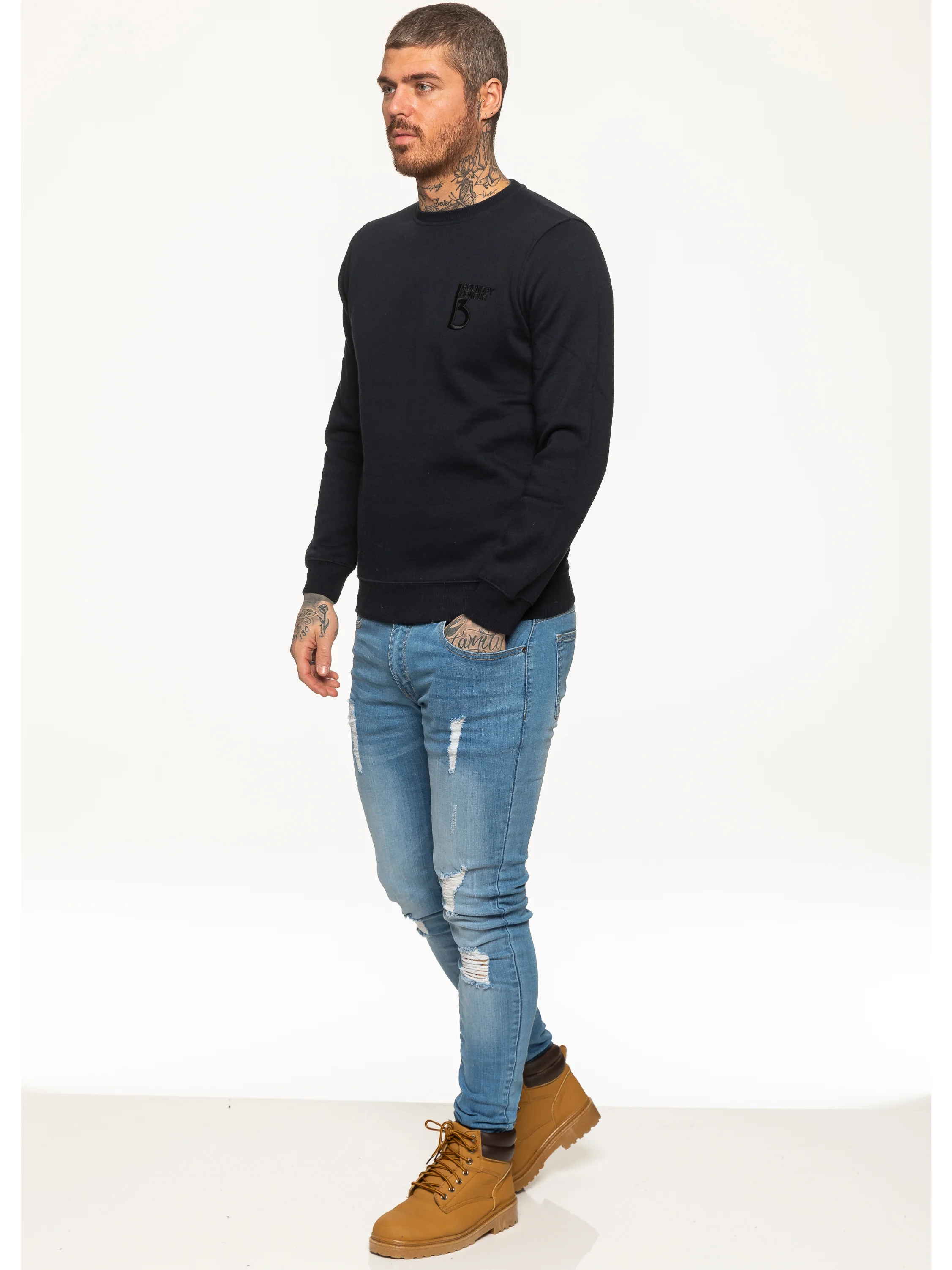 BBH Mens Plain Sweatshirt Crew Neck Jersey Fleece | Bound By Honour - Image 11