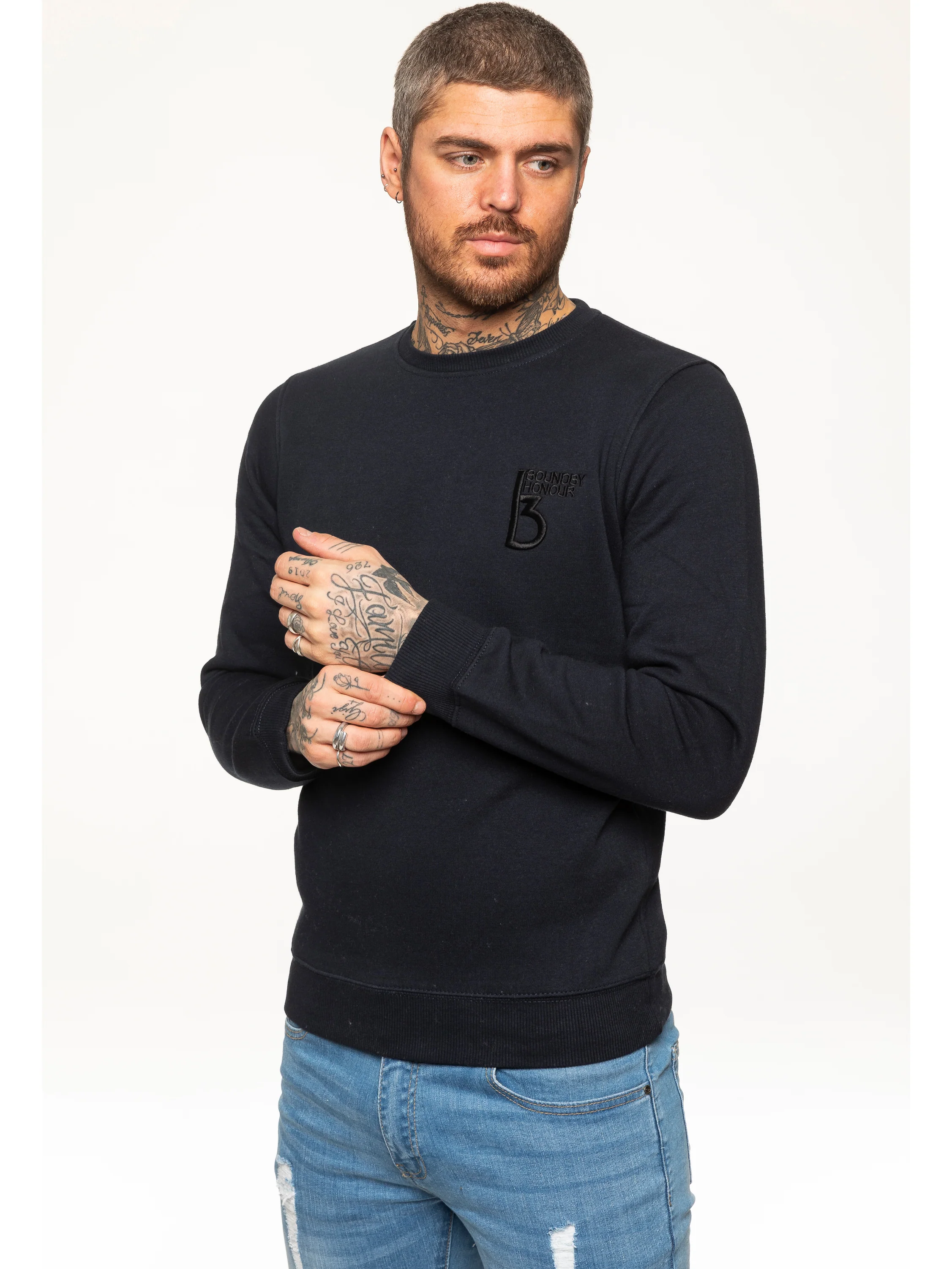 BBH Mens Plain Sweatshirt Crew Neck Jersey Fleece | Bound By Honour - Image 7