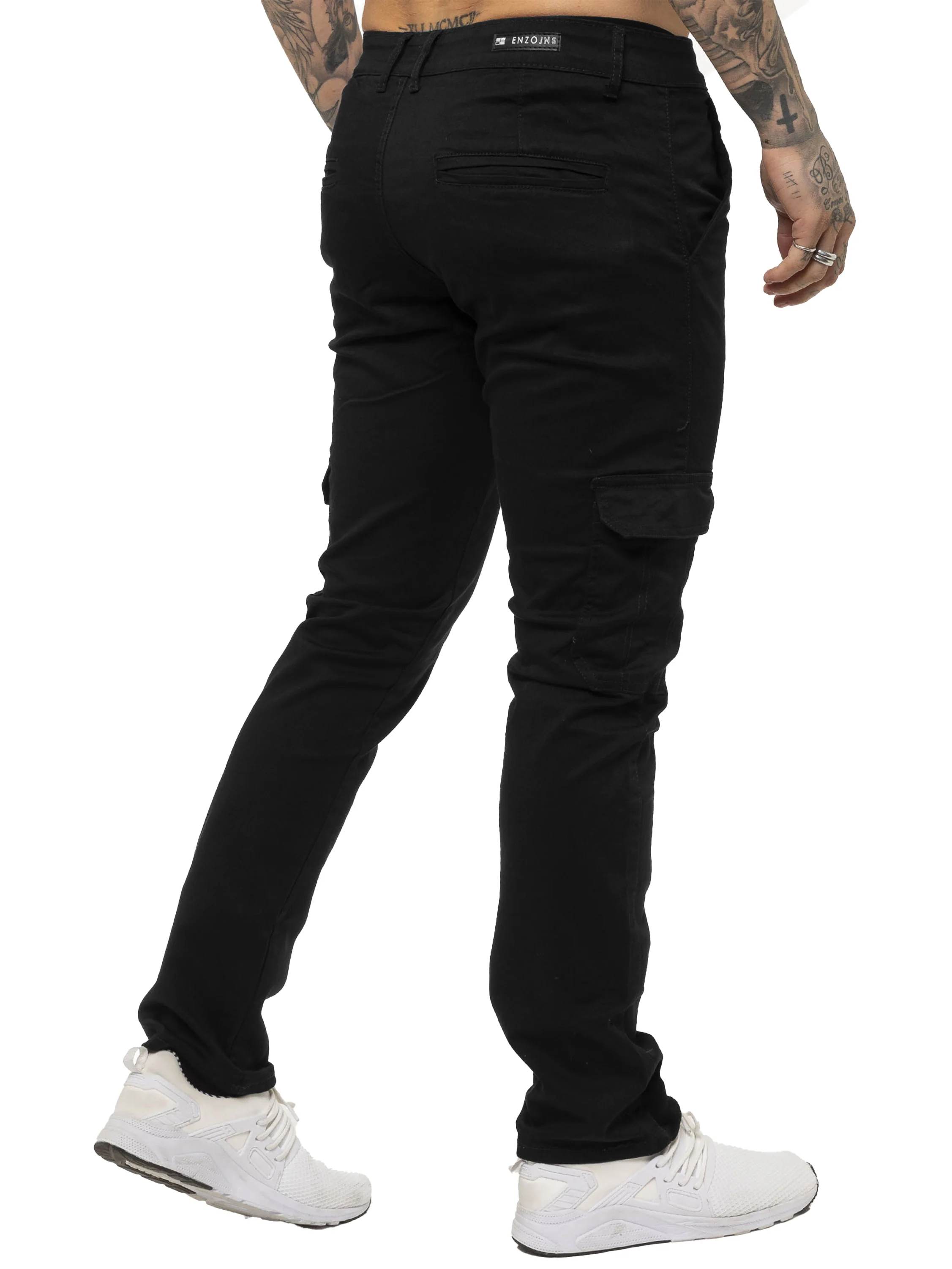Mens Cargo Combat Slim Fit Trousers | Enzo Designer Menswear - Image 10