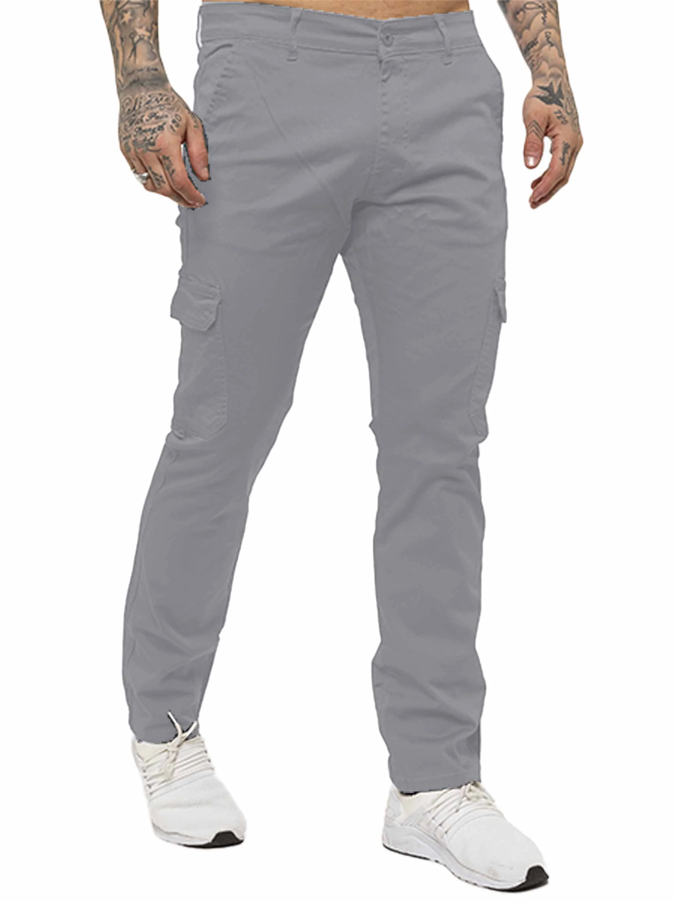 Mens Cargo Combat Slim Fit Trousers | Enzo Designer Menswear - Image 11
