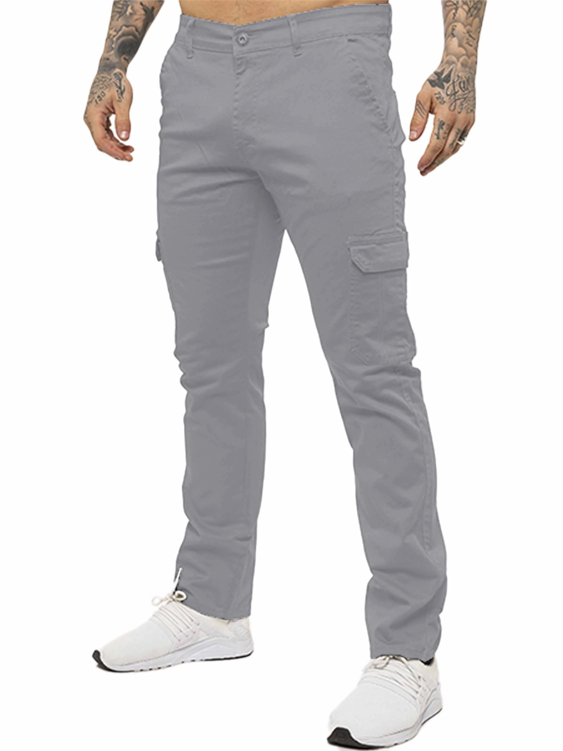 Mens Cargo Combat Slim Fit Trousers | Enzo Designer Menswear - Image 15
