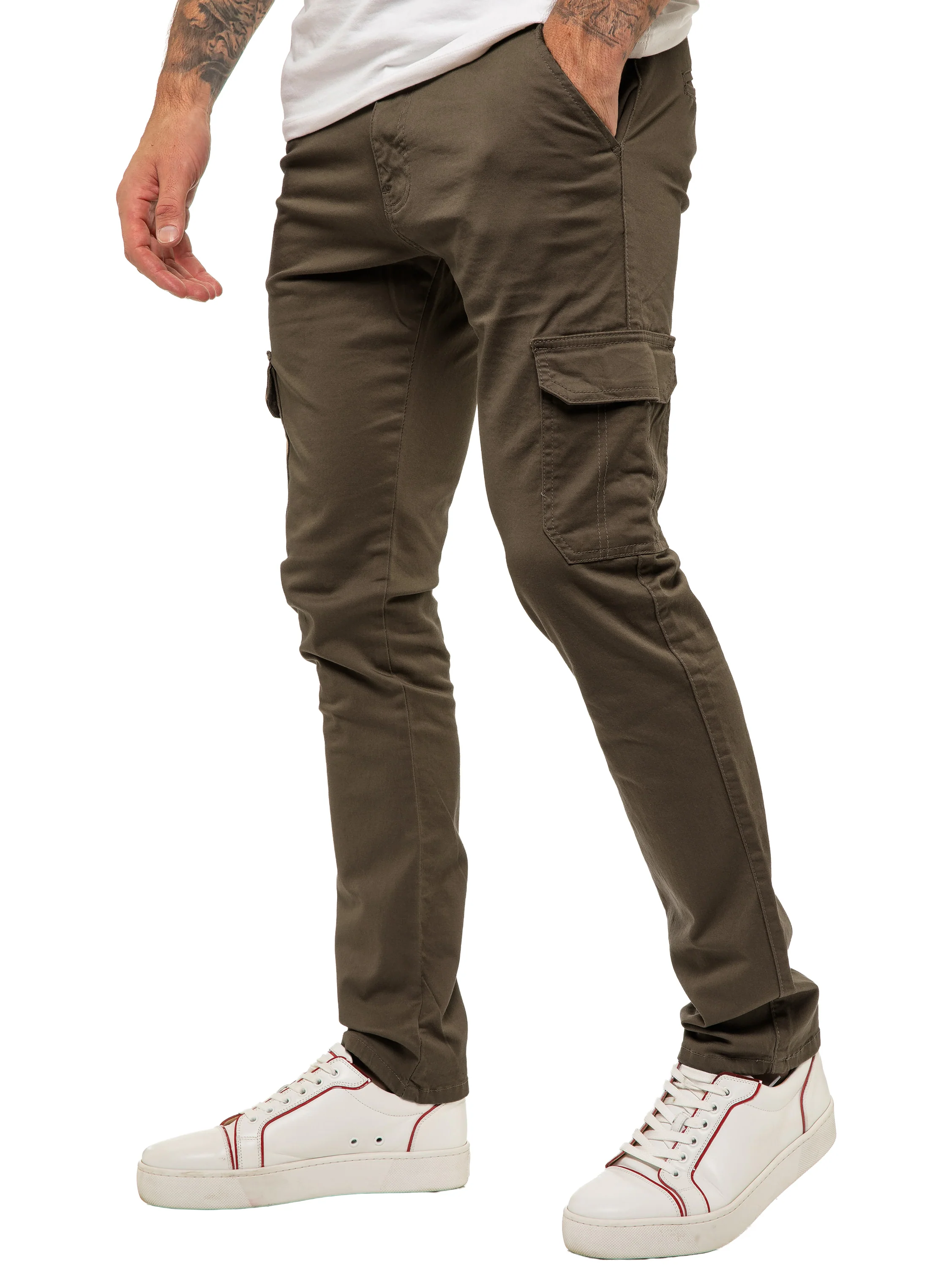 Mens Cargo Combat Slim Fit Trousers | Enzo Designer Menswear - Image 16