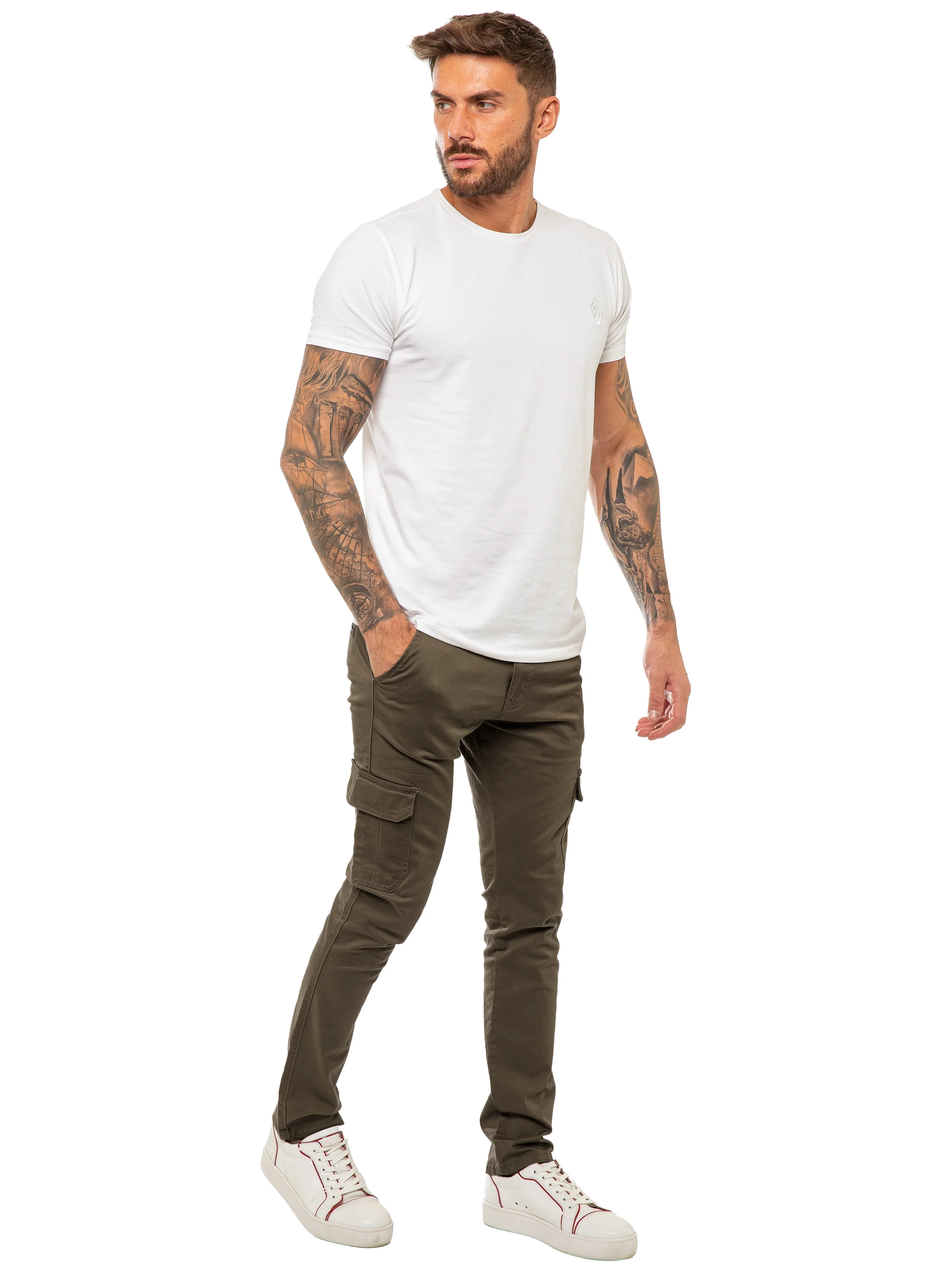 Mens Cargo Combat Slim Fit Trousers | Enzo Designer Menswear - Image 18
