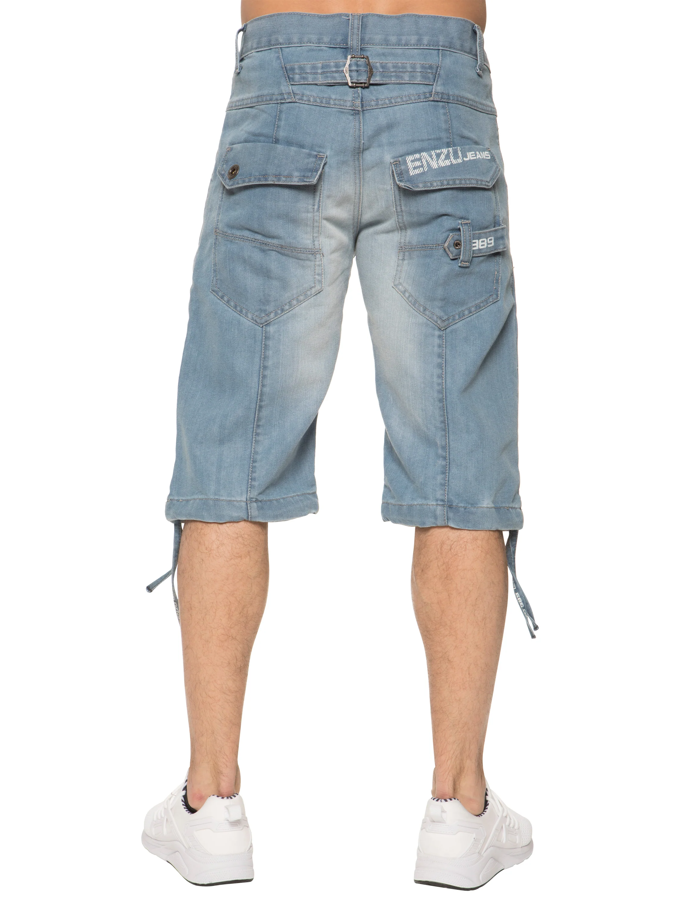 Enzo | Mens Cargo Denim Shorts - Image 3