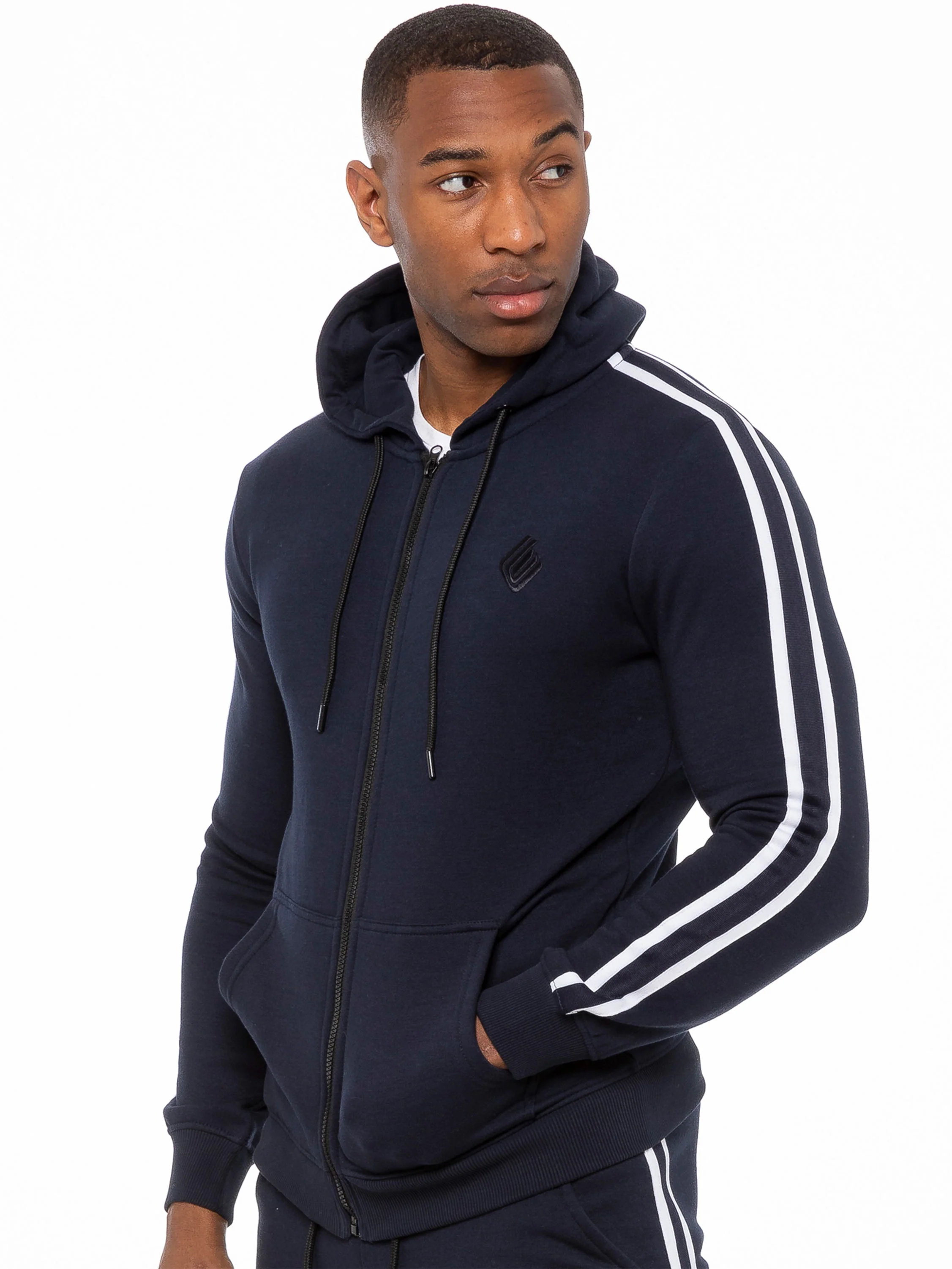 Enzo | Mens Full Zip Up Hoodie Tape Tracksuit Set - Image 10