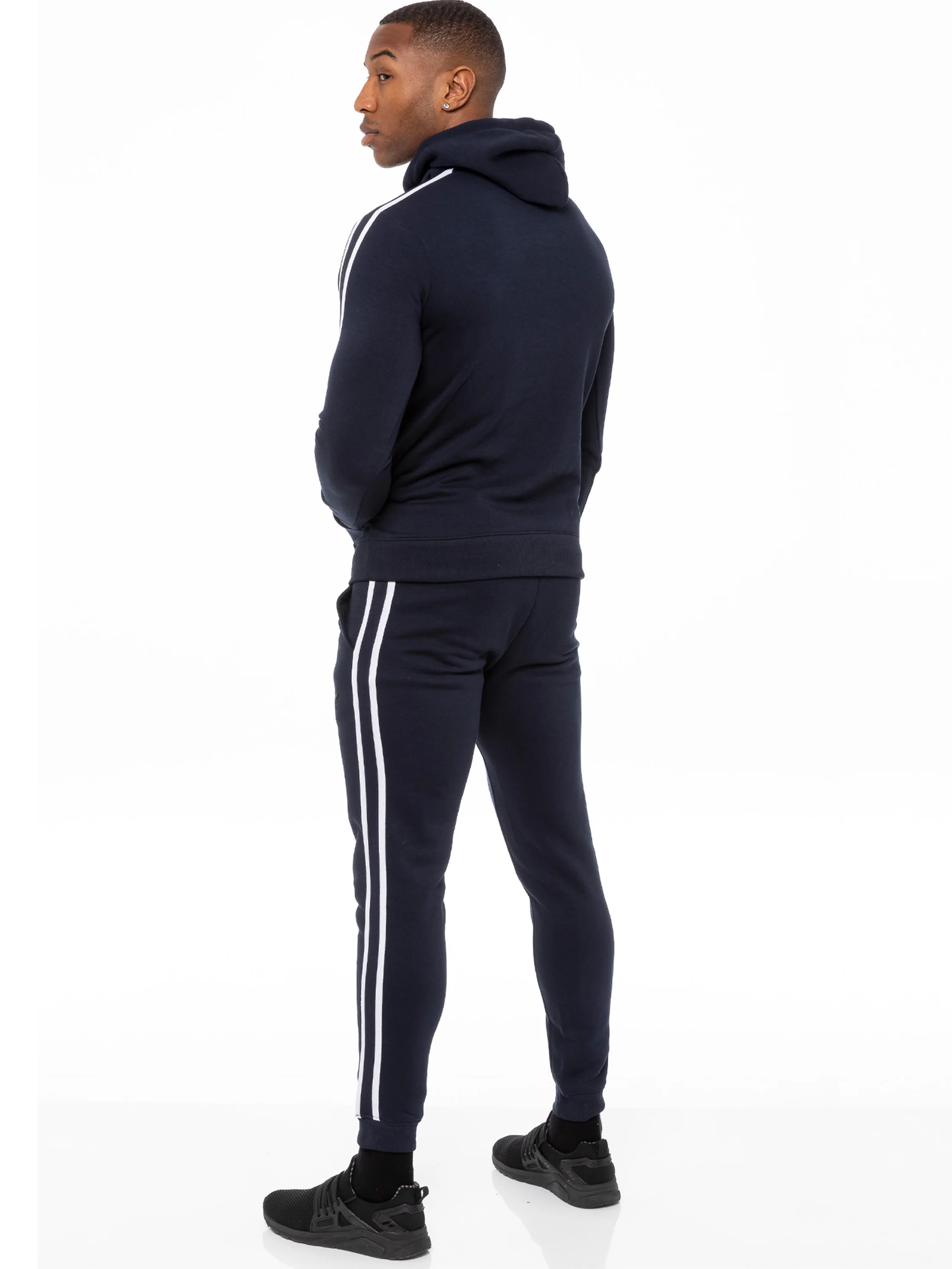 Enzo | Mens Full Zip Up Hoodie Tape Tracksuit Set - Image 8