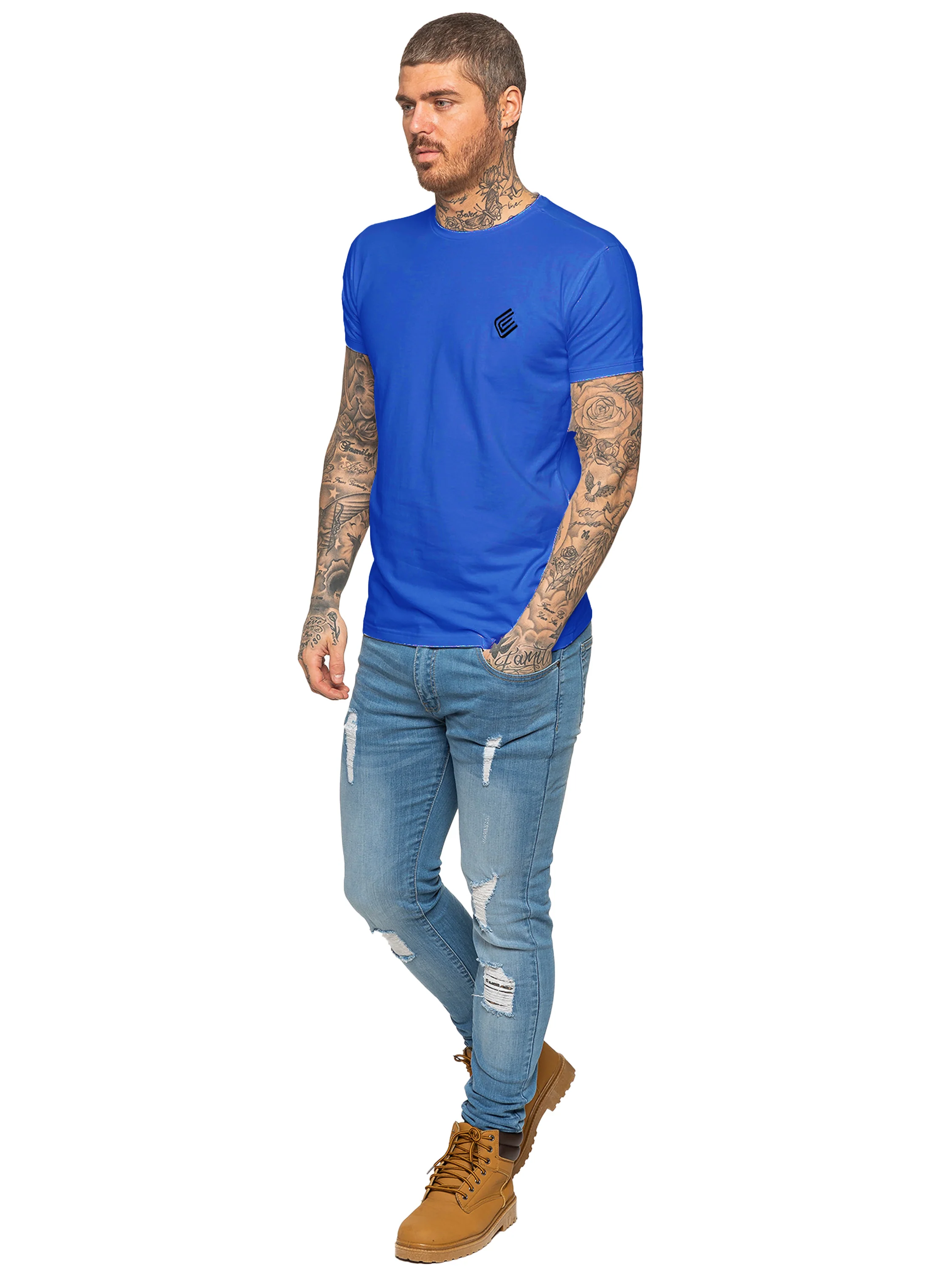 Enzo Mens Slim Fit Stretch Muscle T-Shirt - Image 46