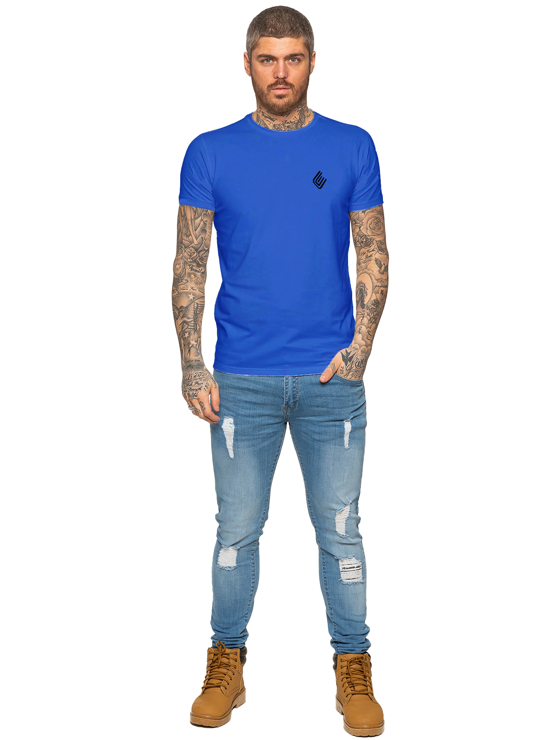 Enzo Mens Slim Fit Stretch Muscle T-Shirt - Image 47