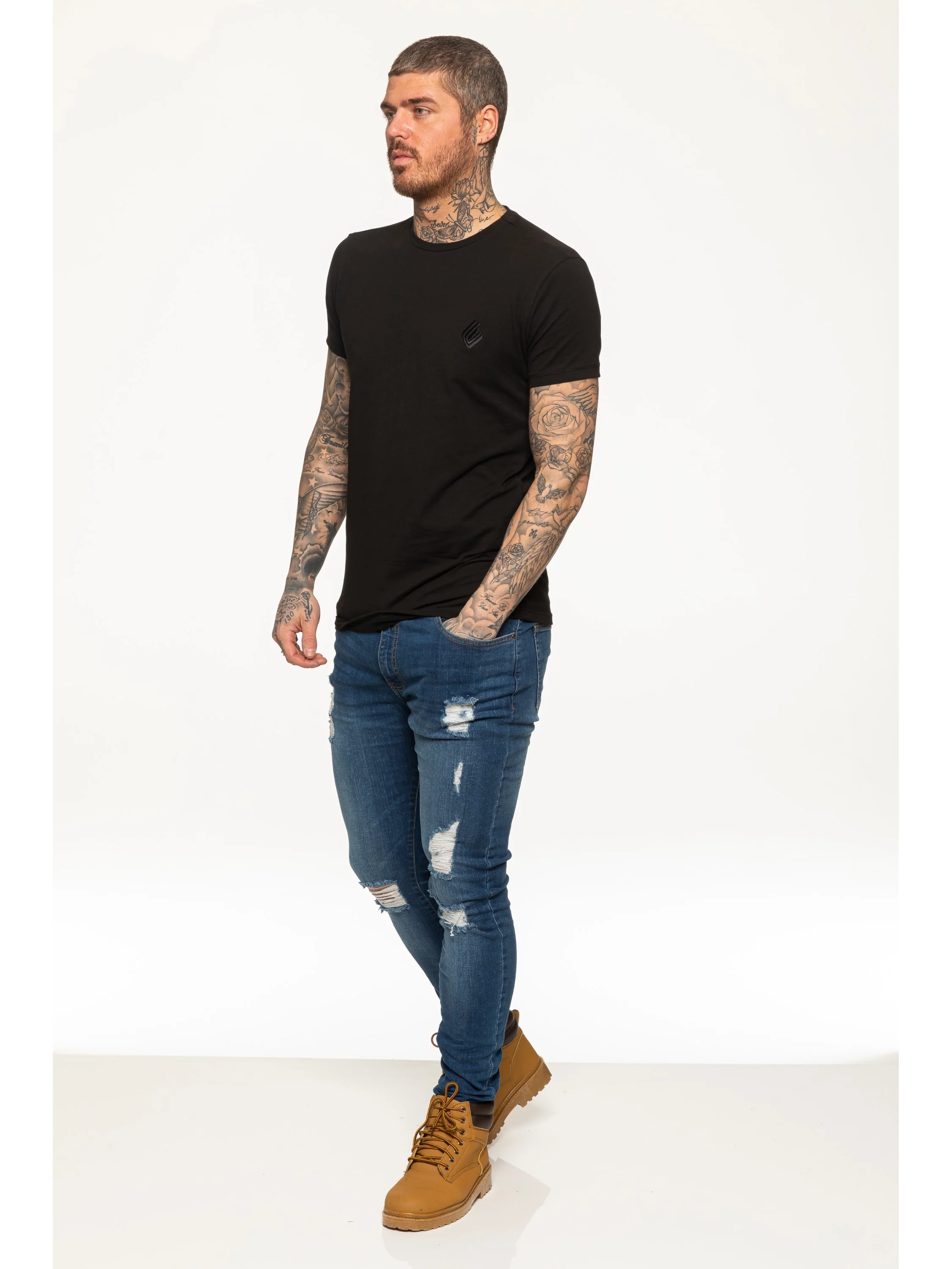 Enzo Mens Slim Fit Stretch Muscle T-Shirt - Image 8