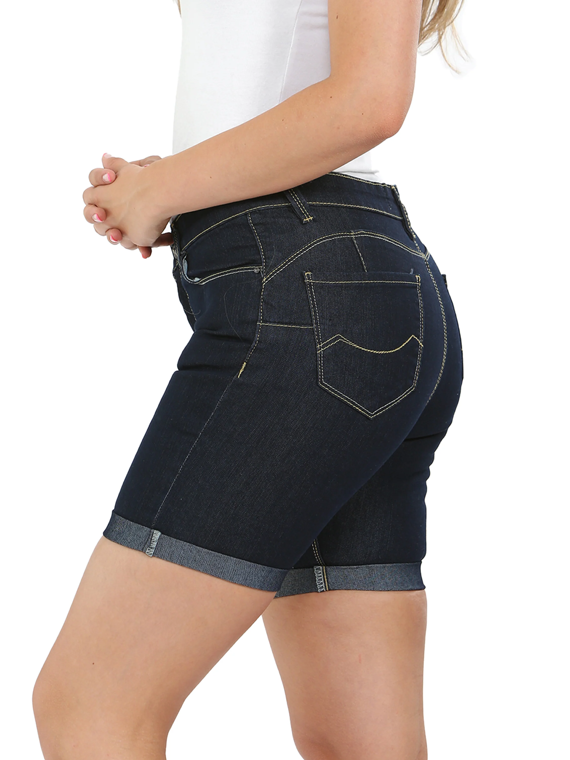 Enzo | Womens Skinny Stretch Denim Shorts - Image 10