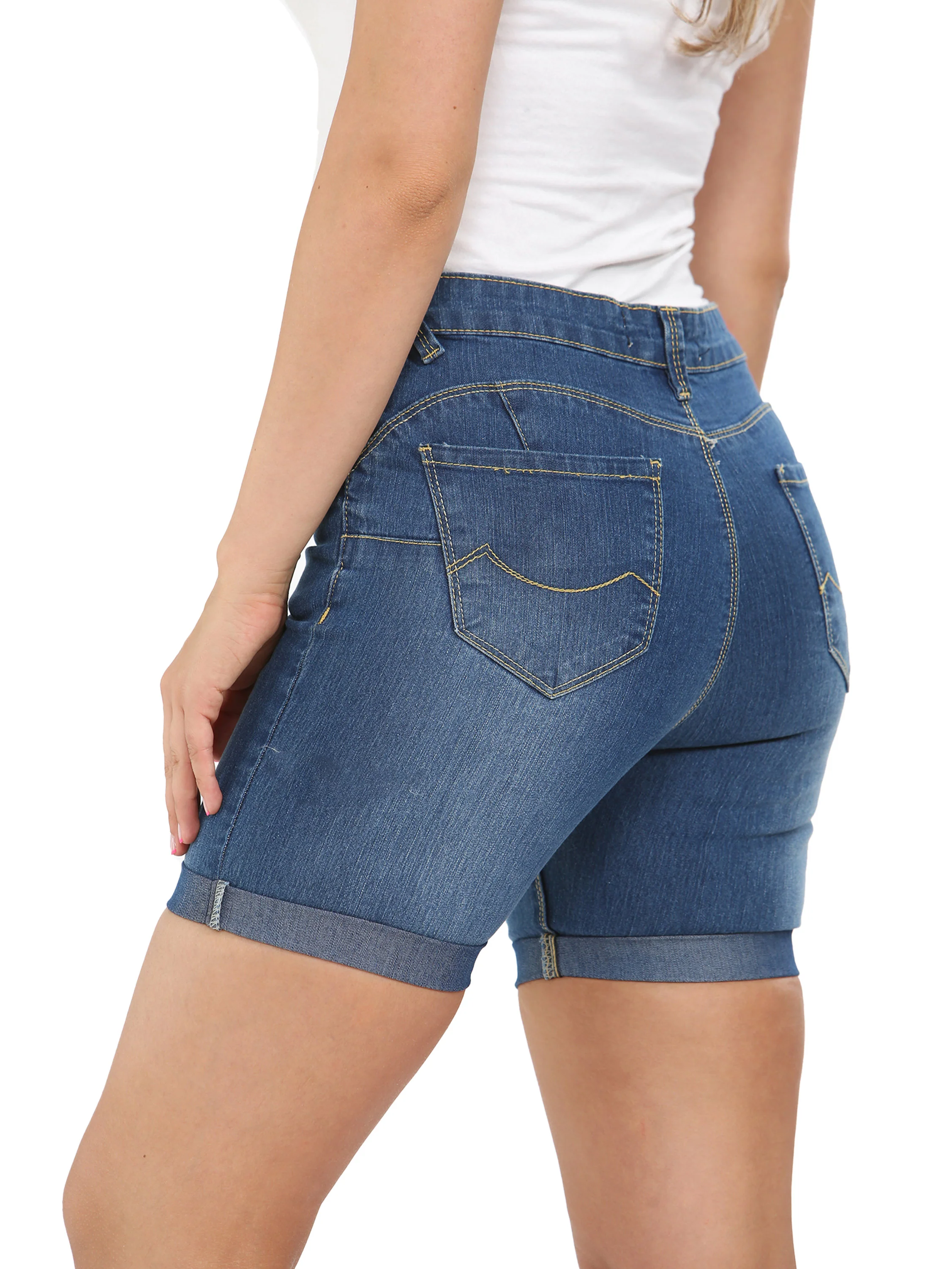 Enzo | Womens Skinny Stretch Denim Shorts - Image 12
