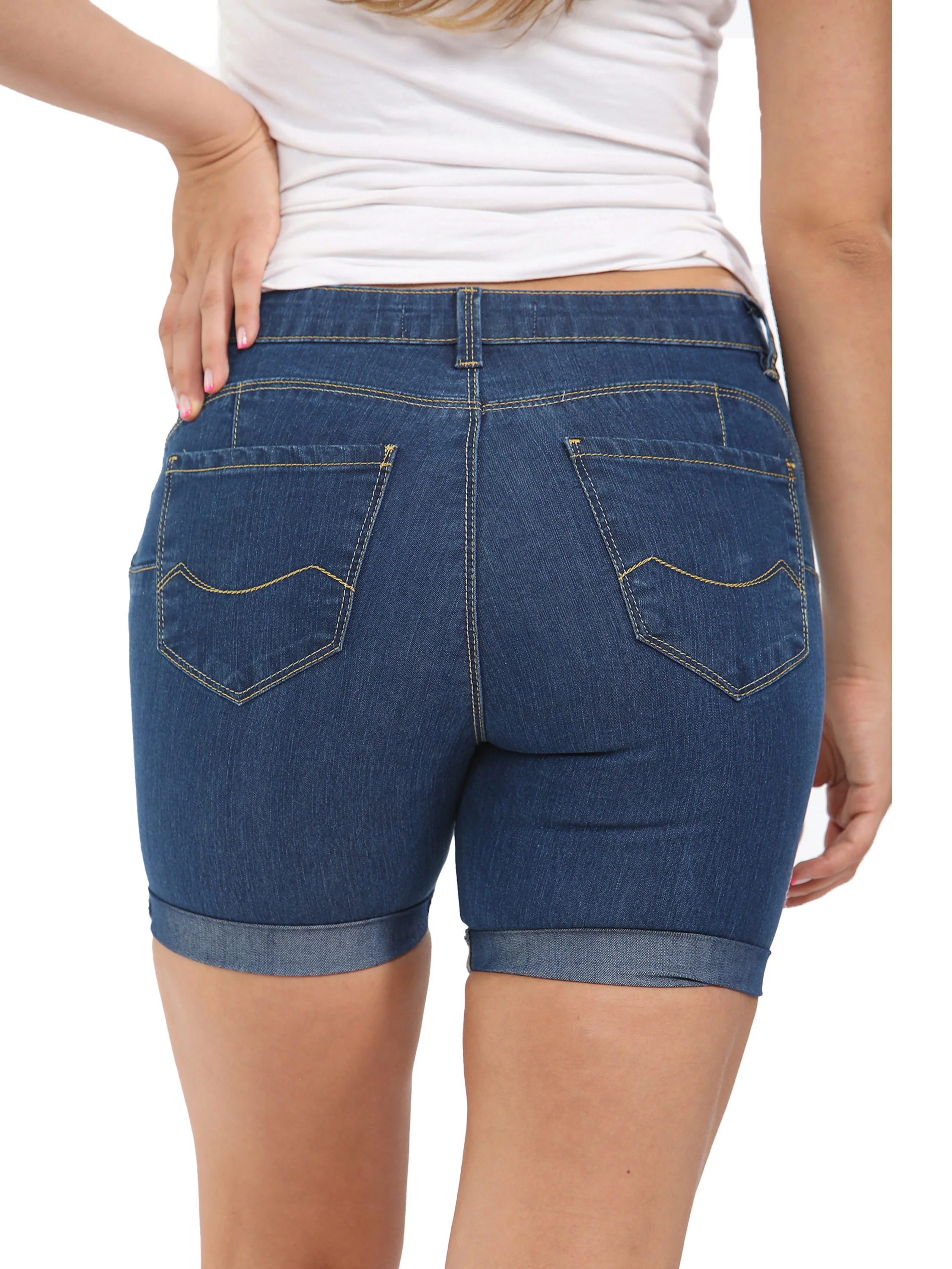 Enzo | Womens Skinny Stretch Denim Shorts - Image 4
