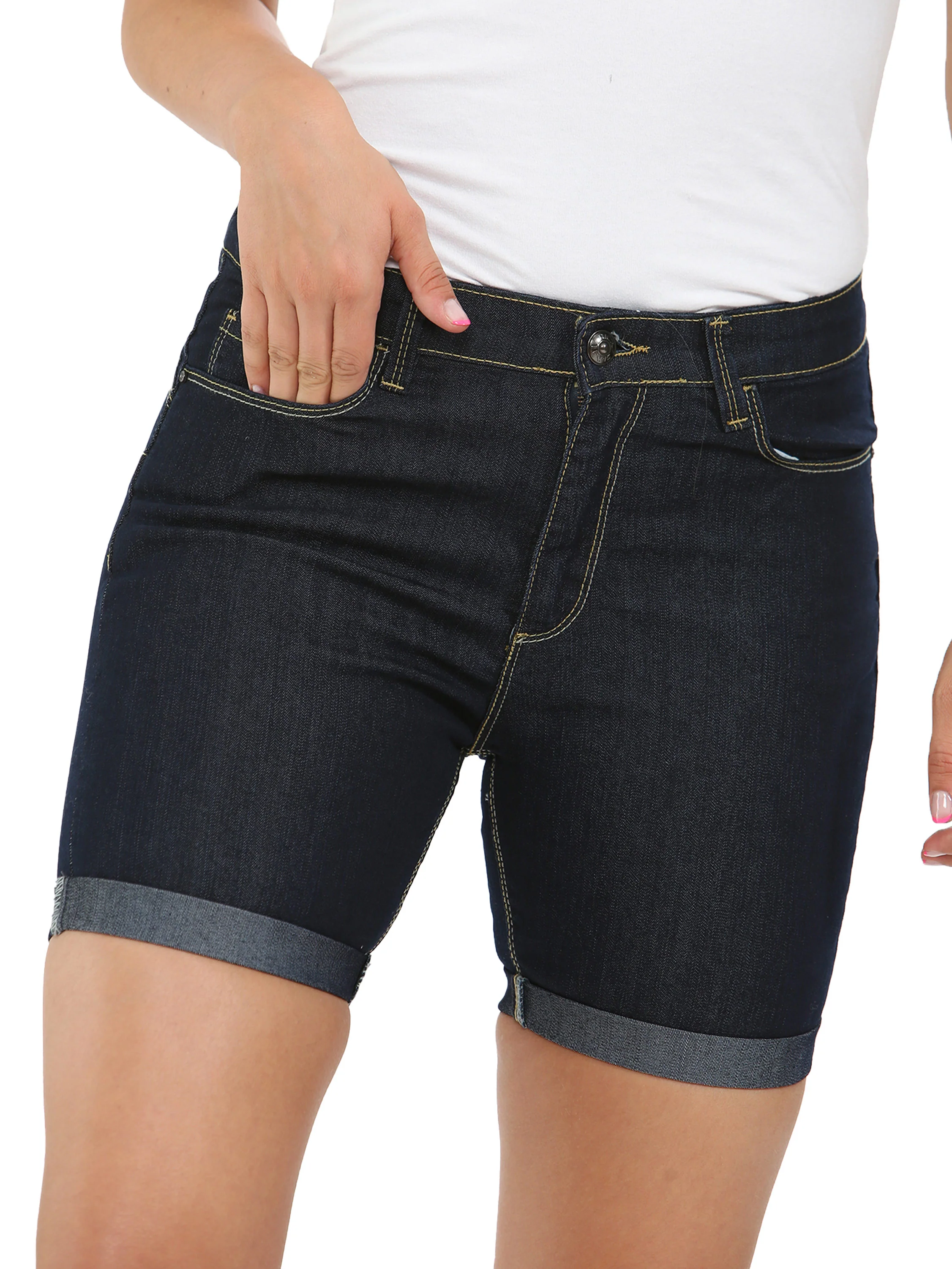 Enzo | Womens Skinny Stretch Denim Shorts - Image 7