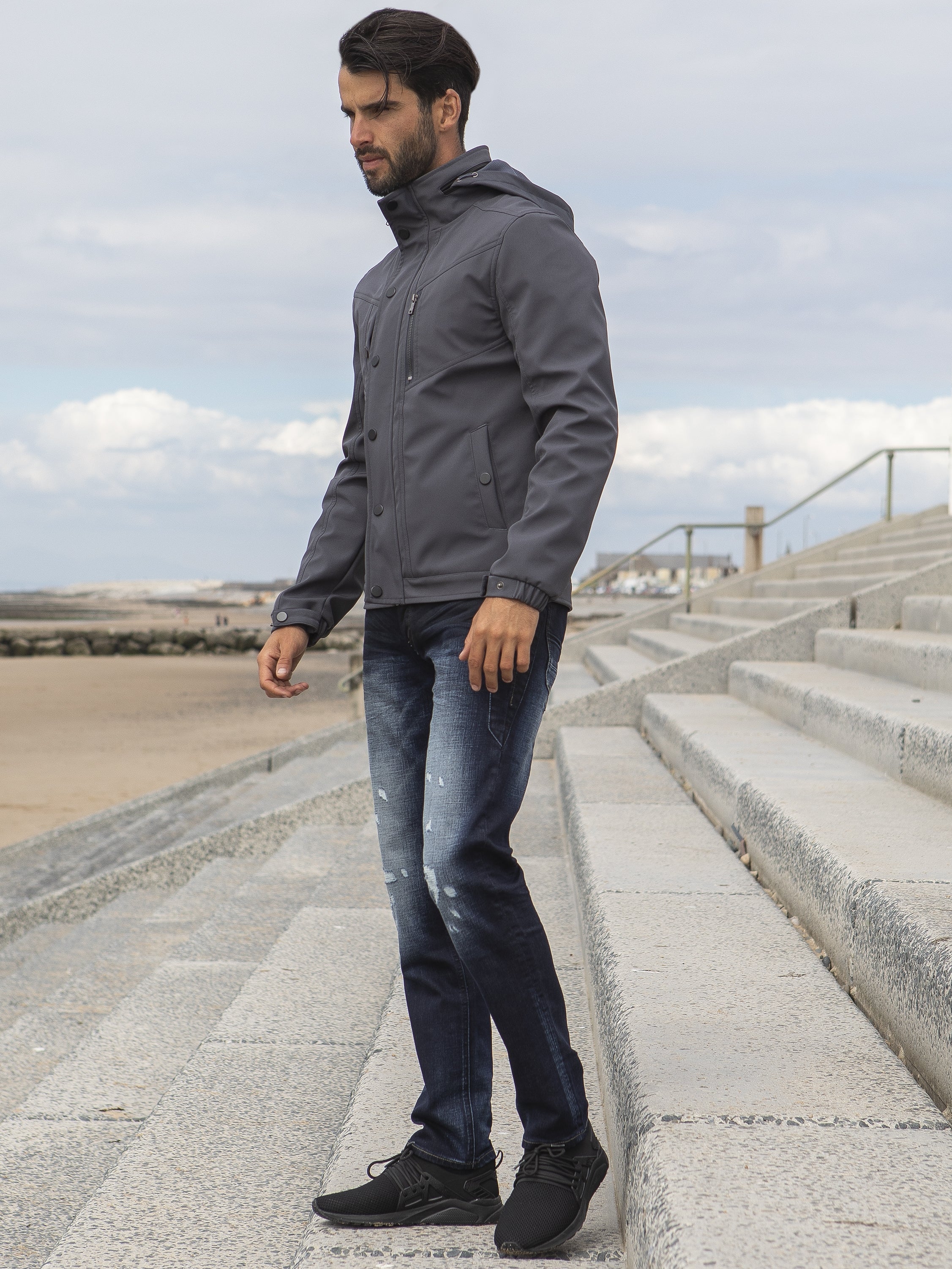 ETO | Designer Men's Black Zip Jacket Style React - Image 4