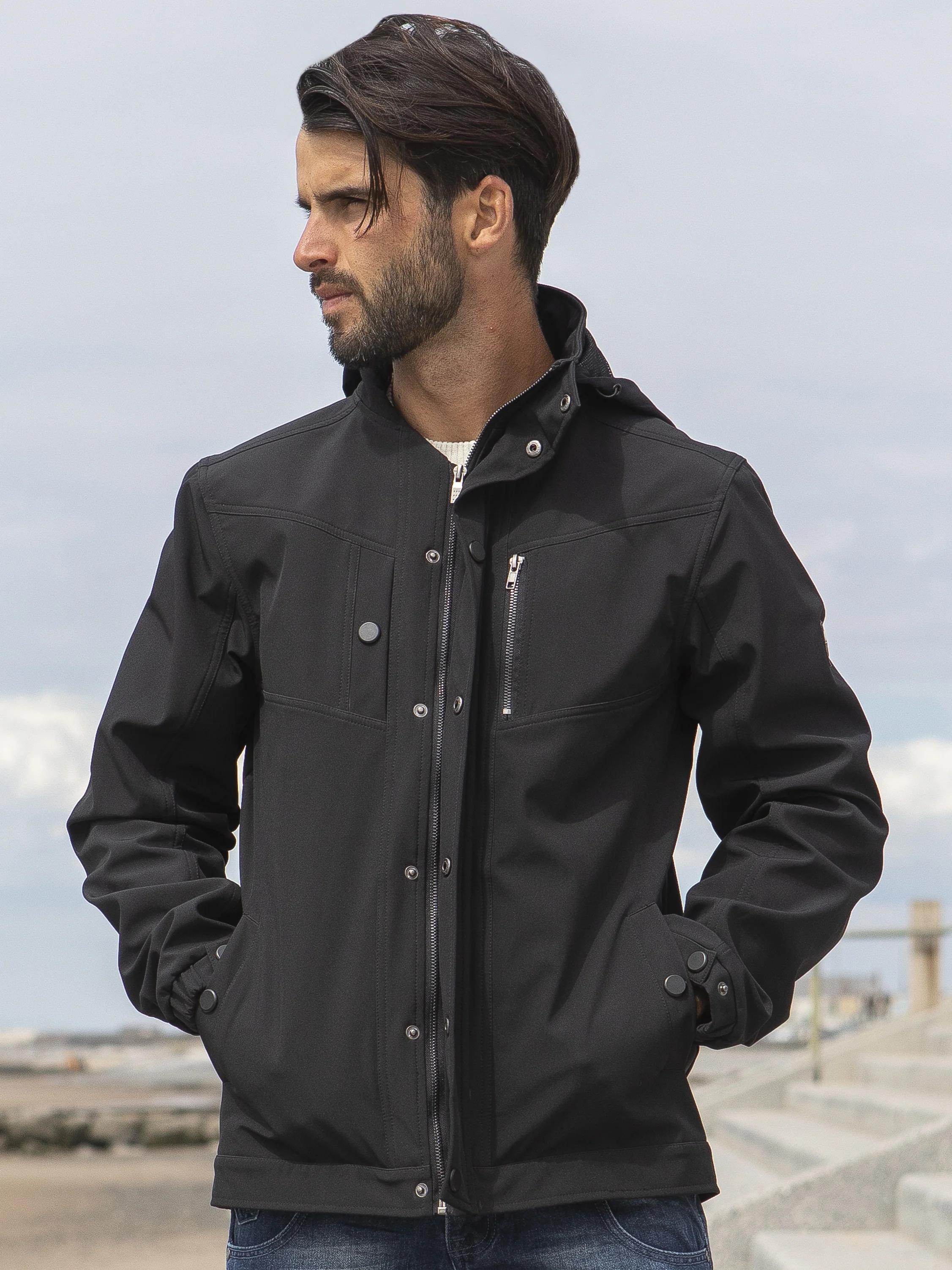 ETO | Designer Men's Black Zip Jacket Style React - Image 5