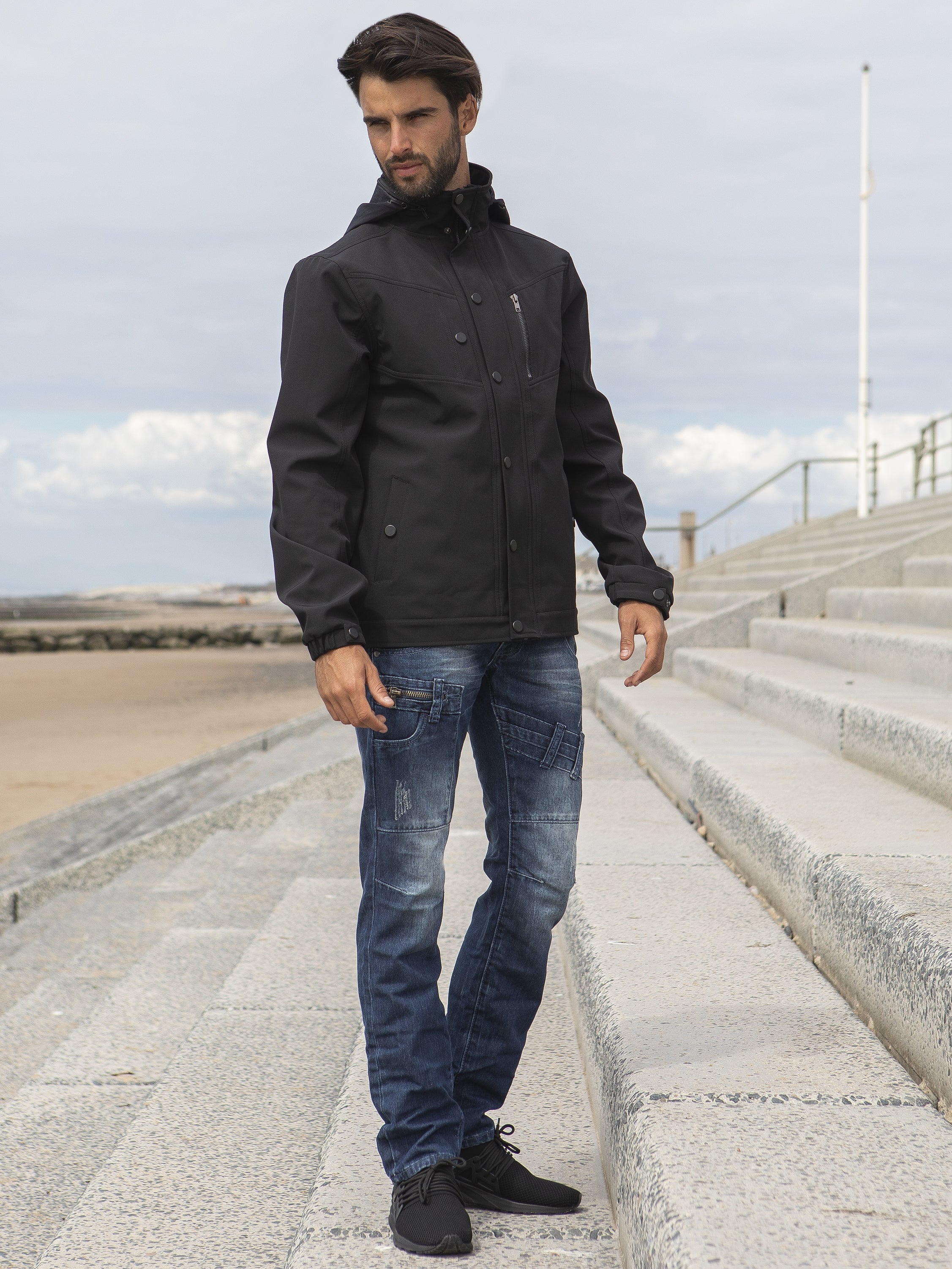 ETO | Designer Men's Black Zip Jacket Style React - Image 8