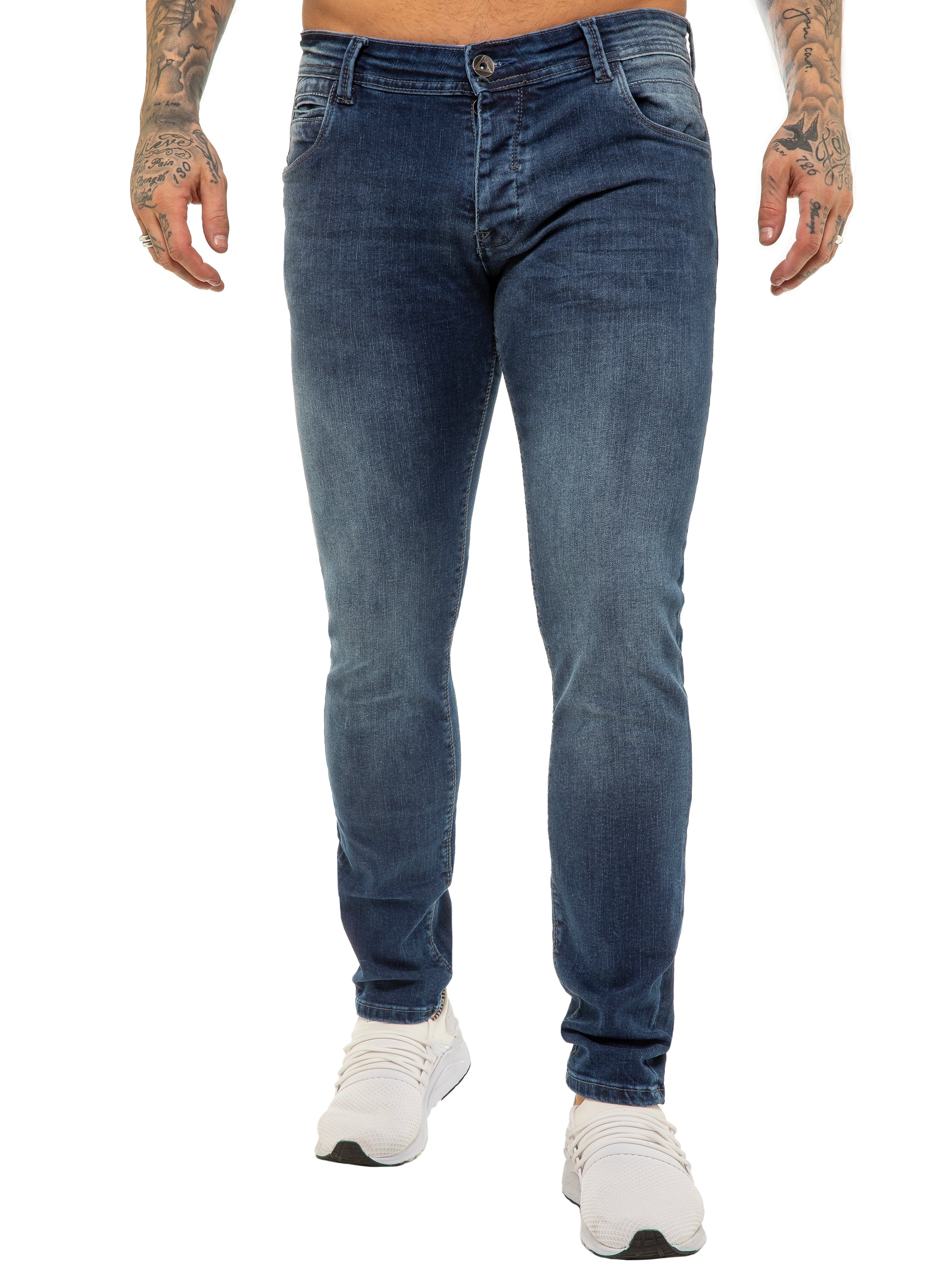 ETO | Mens Designer Basic Hyperstretch Blue Jeans - Image 10
