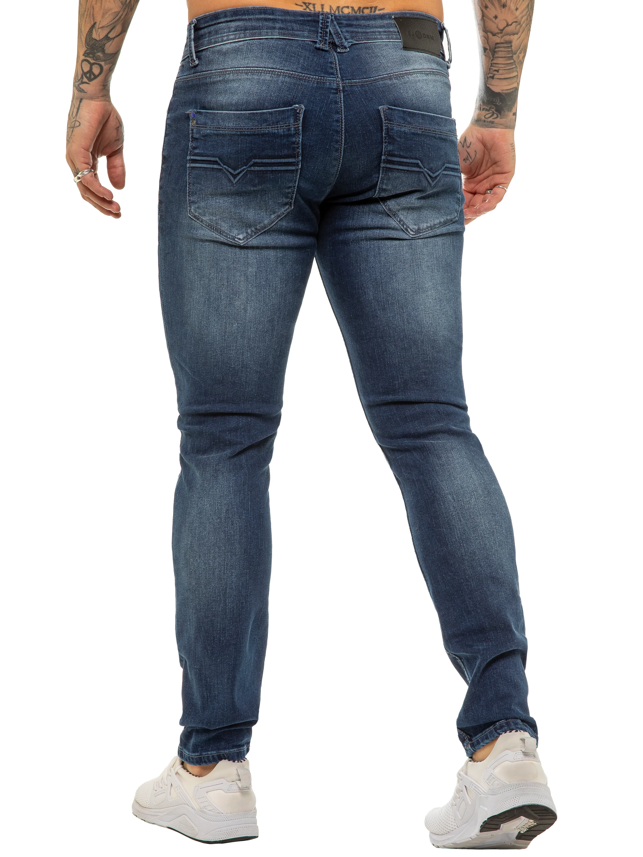 ETO | Mens Designer Basic Hyperstretch Blue Jeans - Image 11