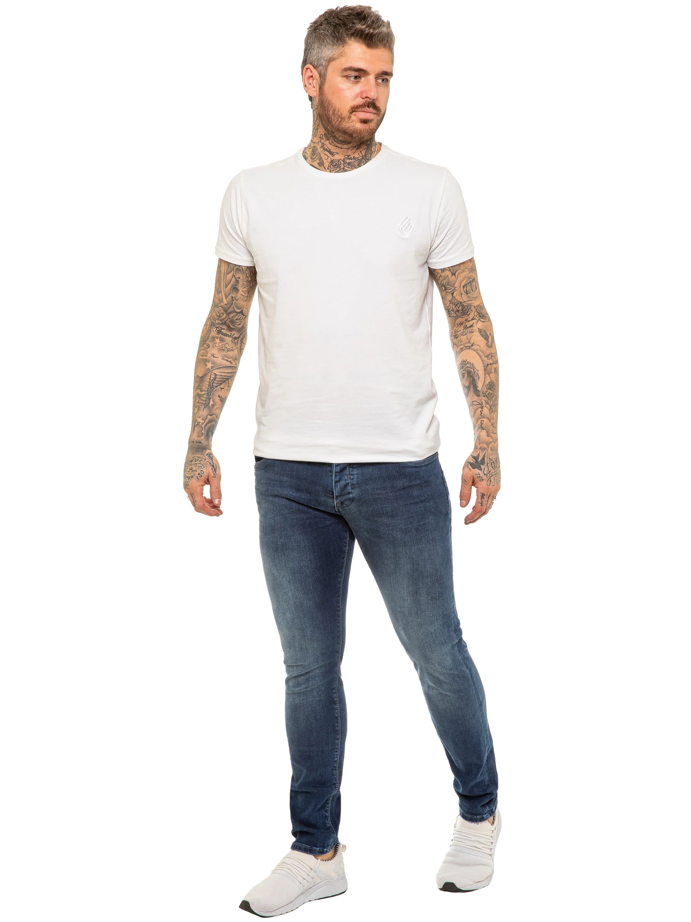 ETO | Mens Designer Basic Hyperstretch Blue Jeans - Image 7