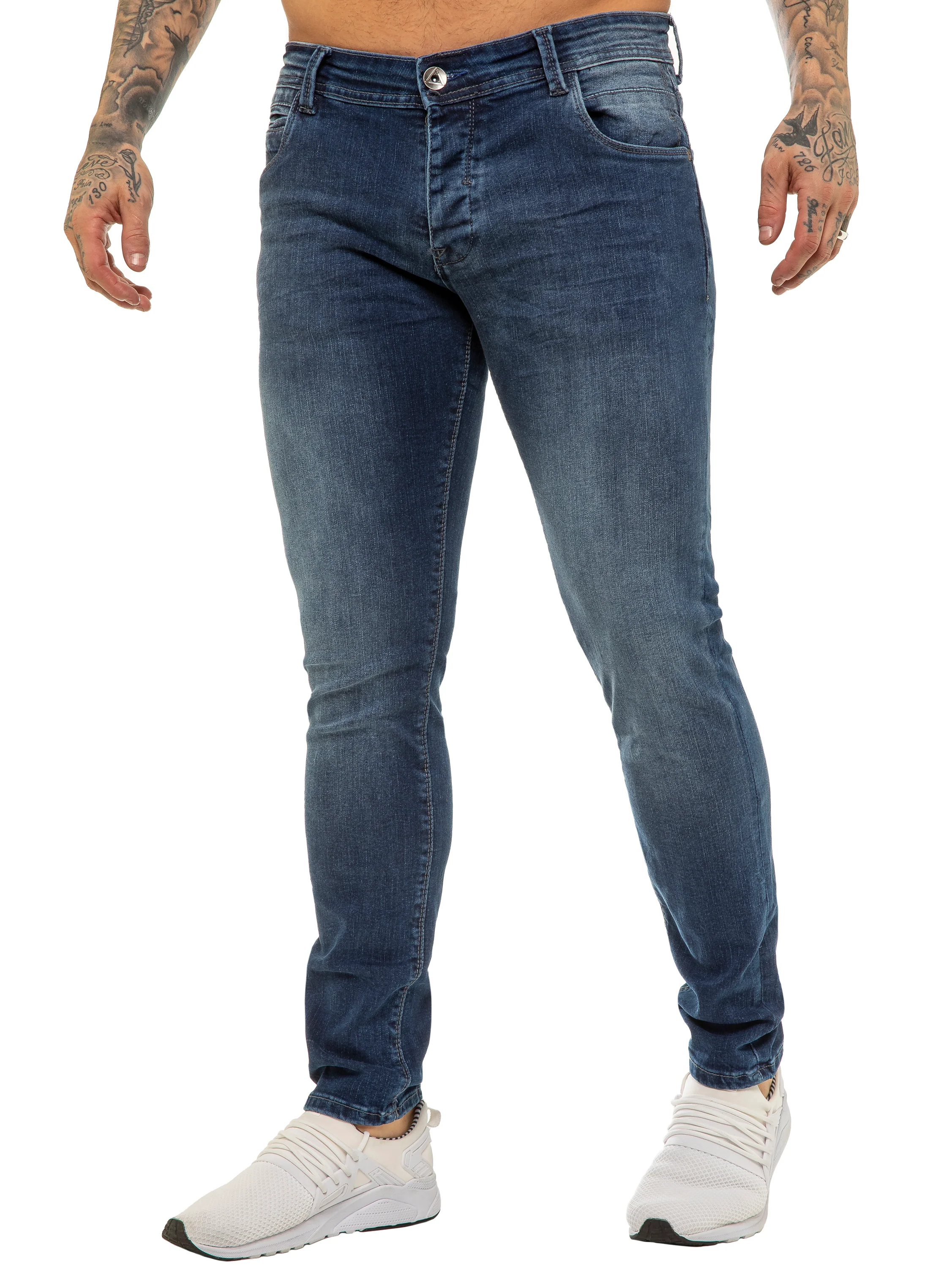 ETO | Mens Designer Basic Hyperstretch Blue Jeans - Image 9
