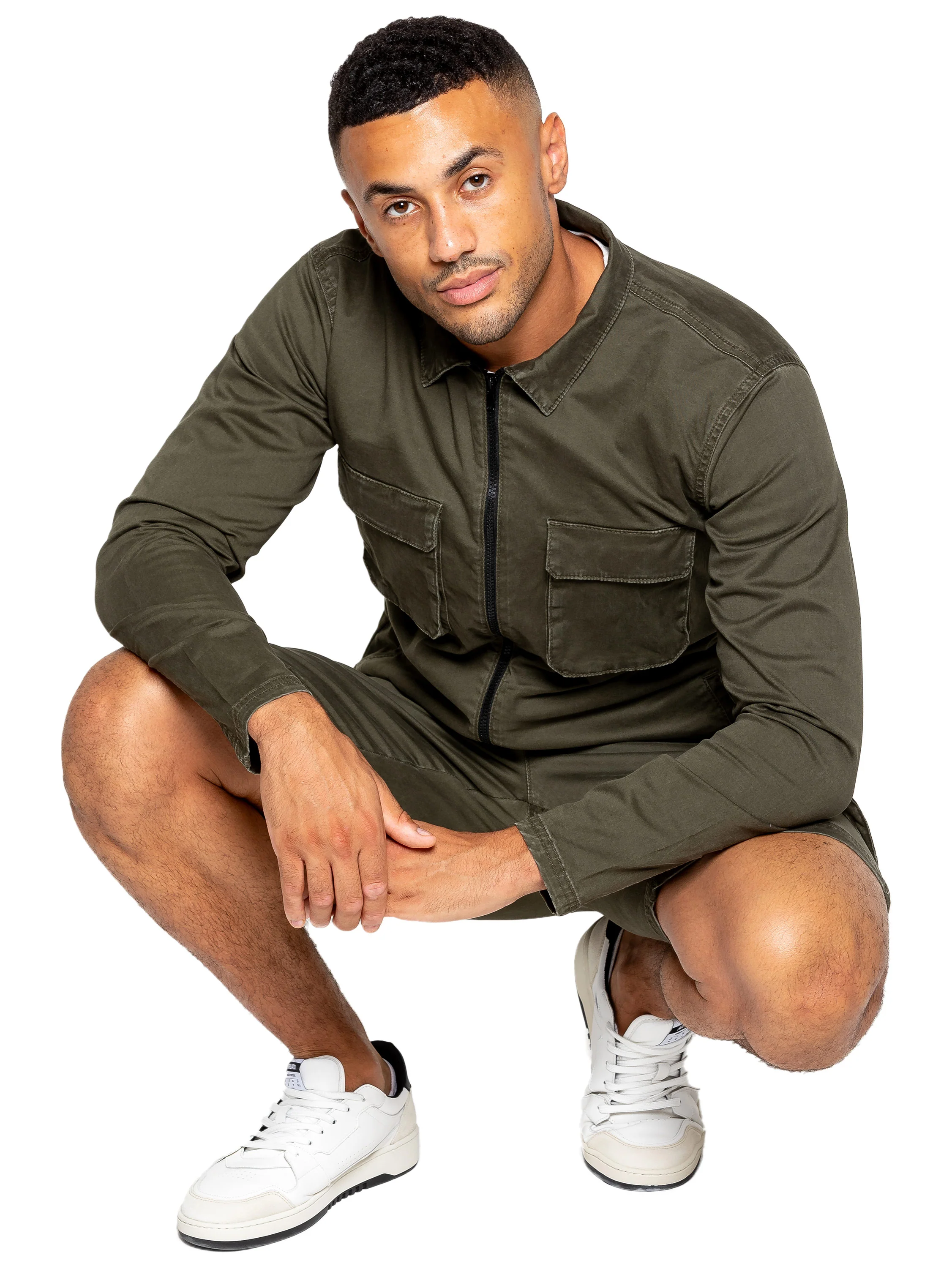 Enzo | Mens Cargo Overshirt Tracksuit With Shorts Set - Image 12