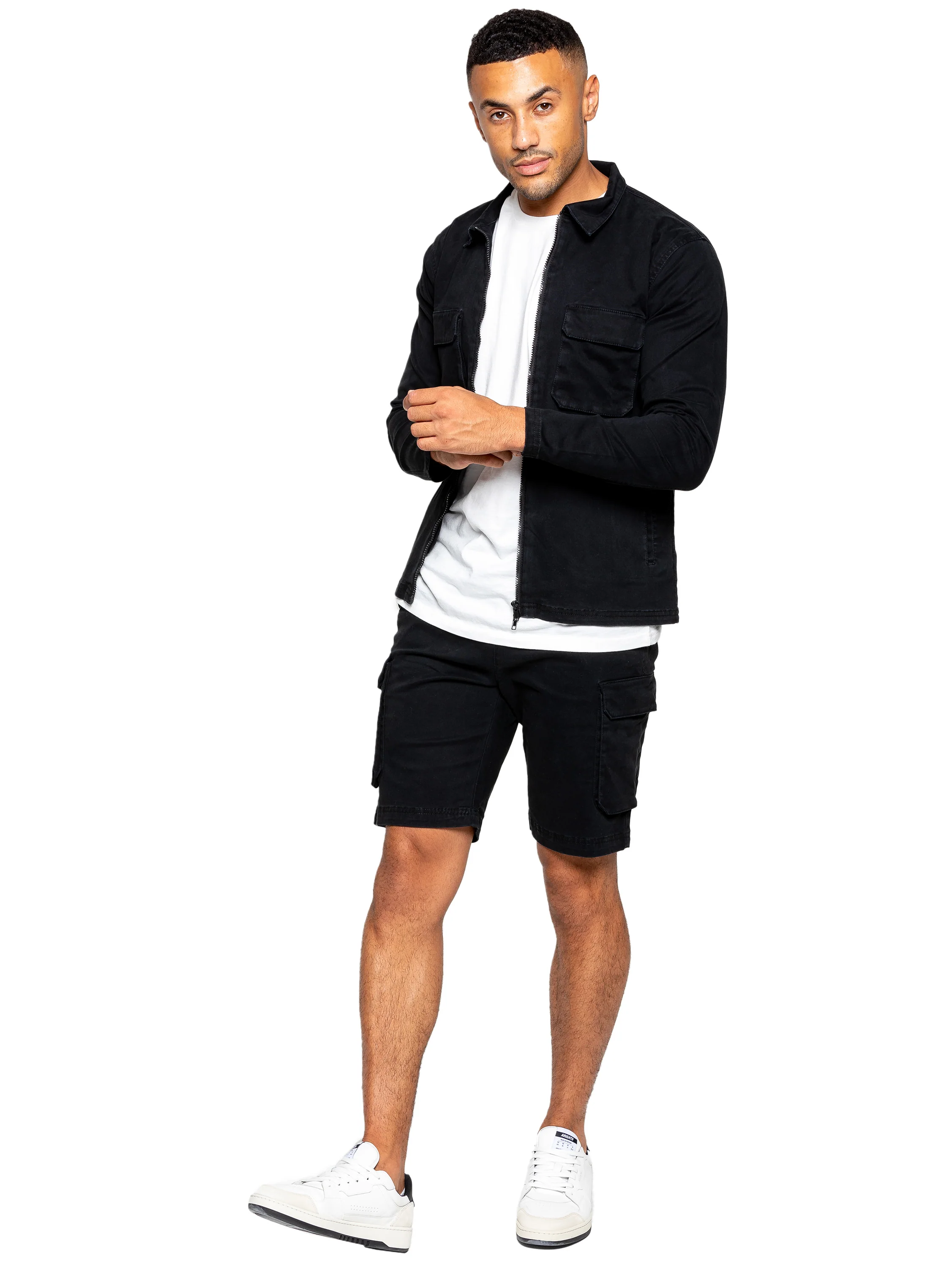 Enzo | Mens Cargo Overshirt Tracksuit With Shorts Set - Image 14