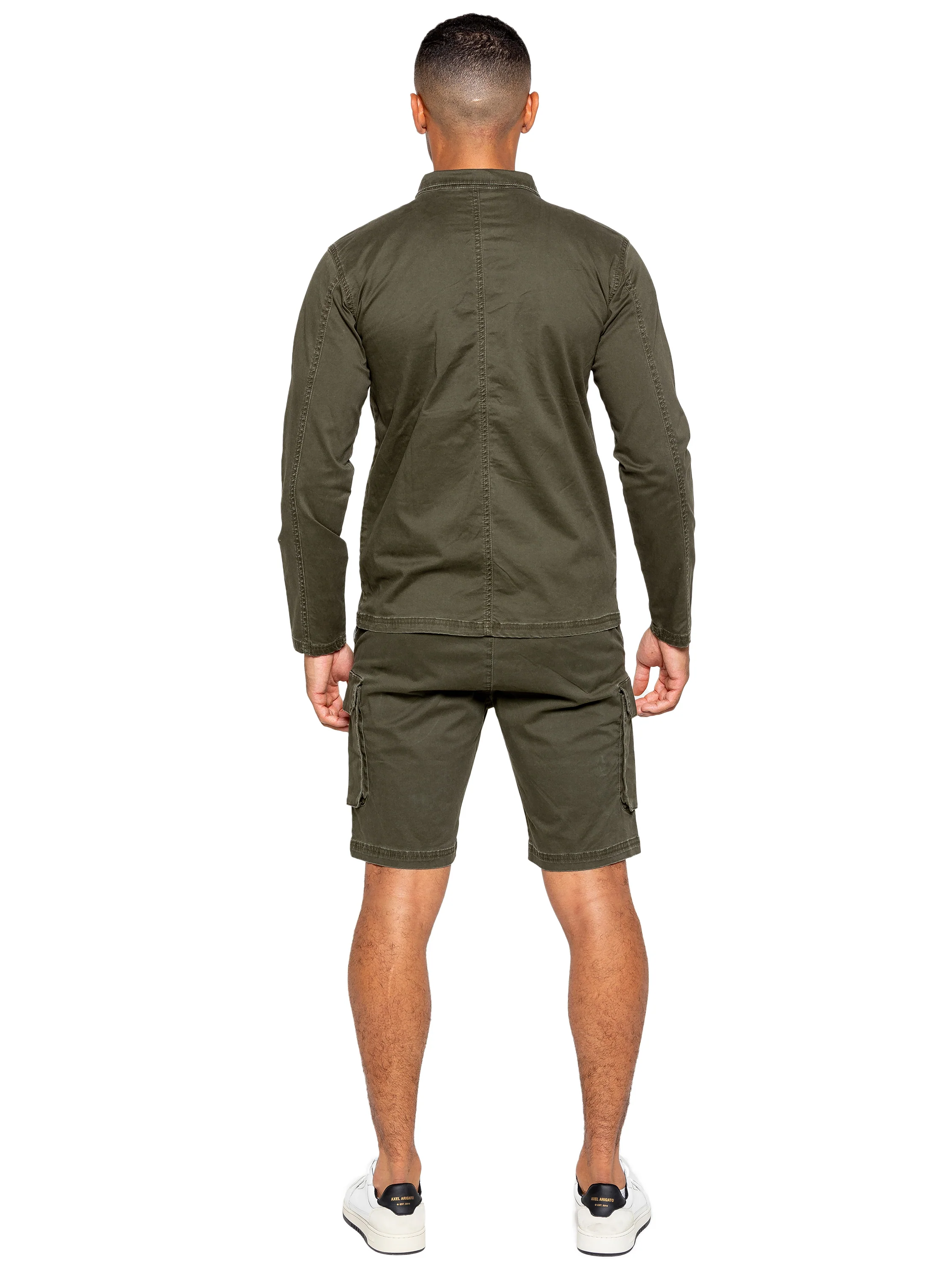 Enzo | Mens Cargo Overshirt Tracksuit With Shorts Set - Image 4