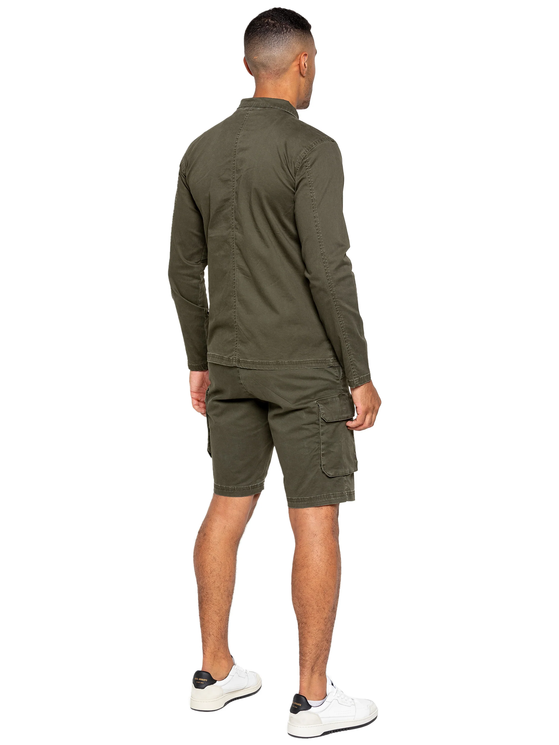 Enzo | Mens Cargo Overshirt Tracksuit With Shorts Set - Image 5