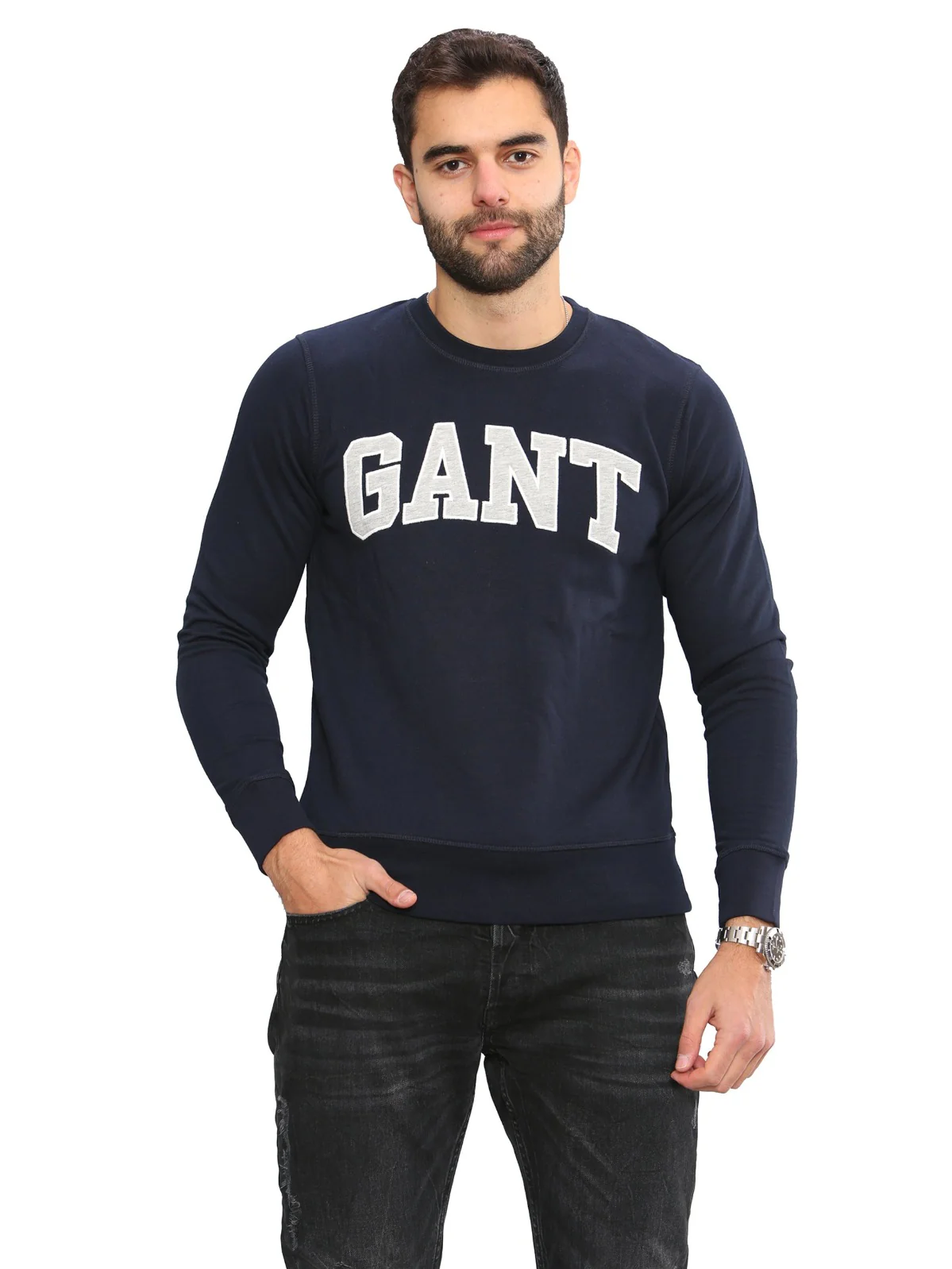 Gant Mens Long Sleeved Outlined Branded Sweatshirt - Image 6