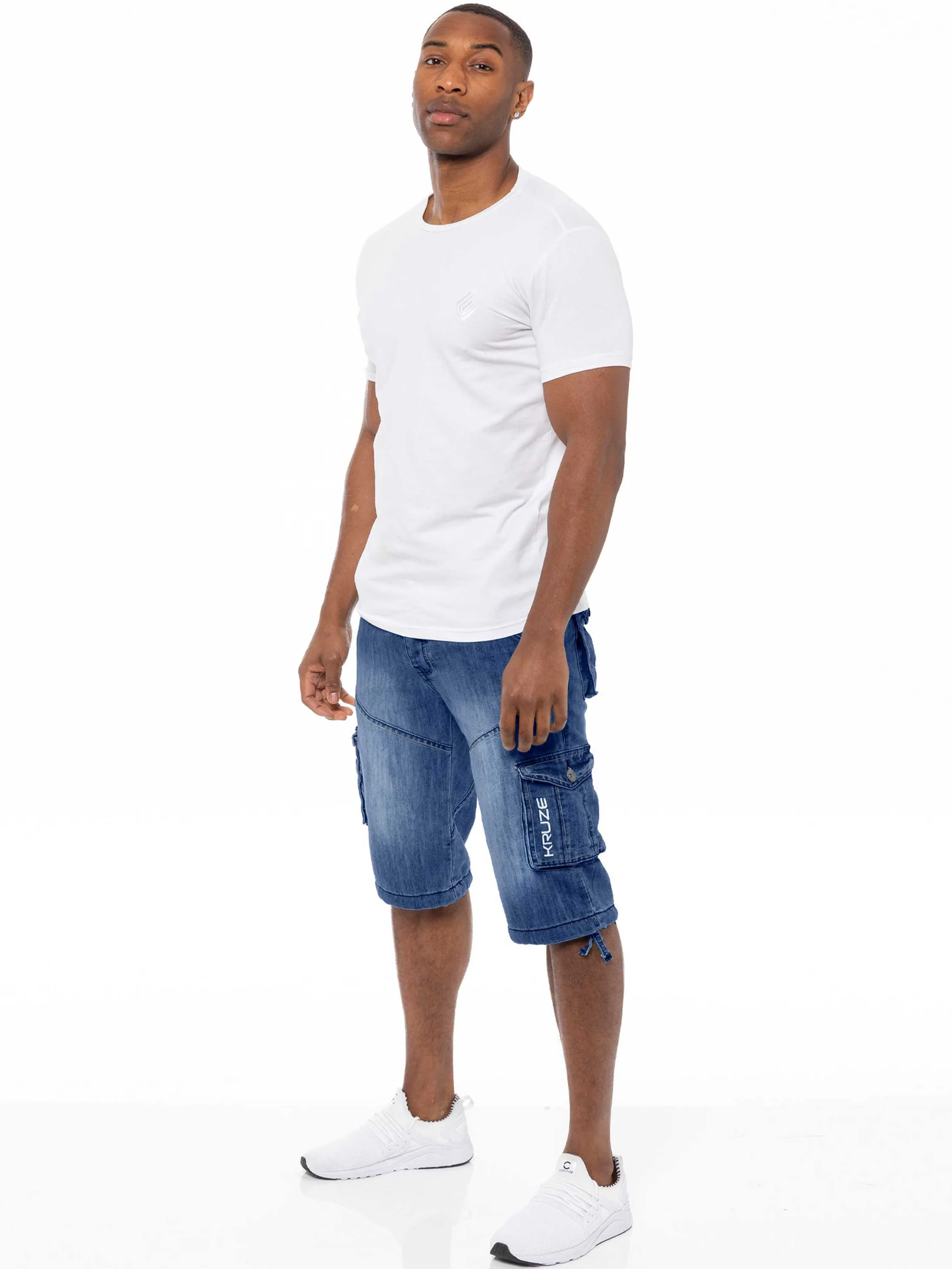 Kruze | Mens Cargo Denim Shorts - Image 5