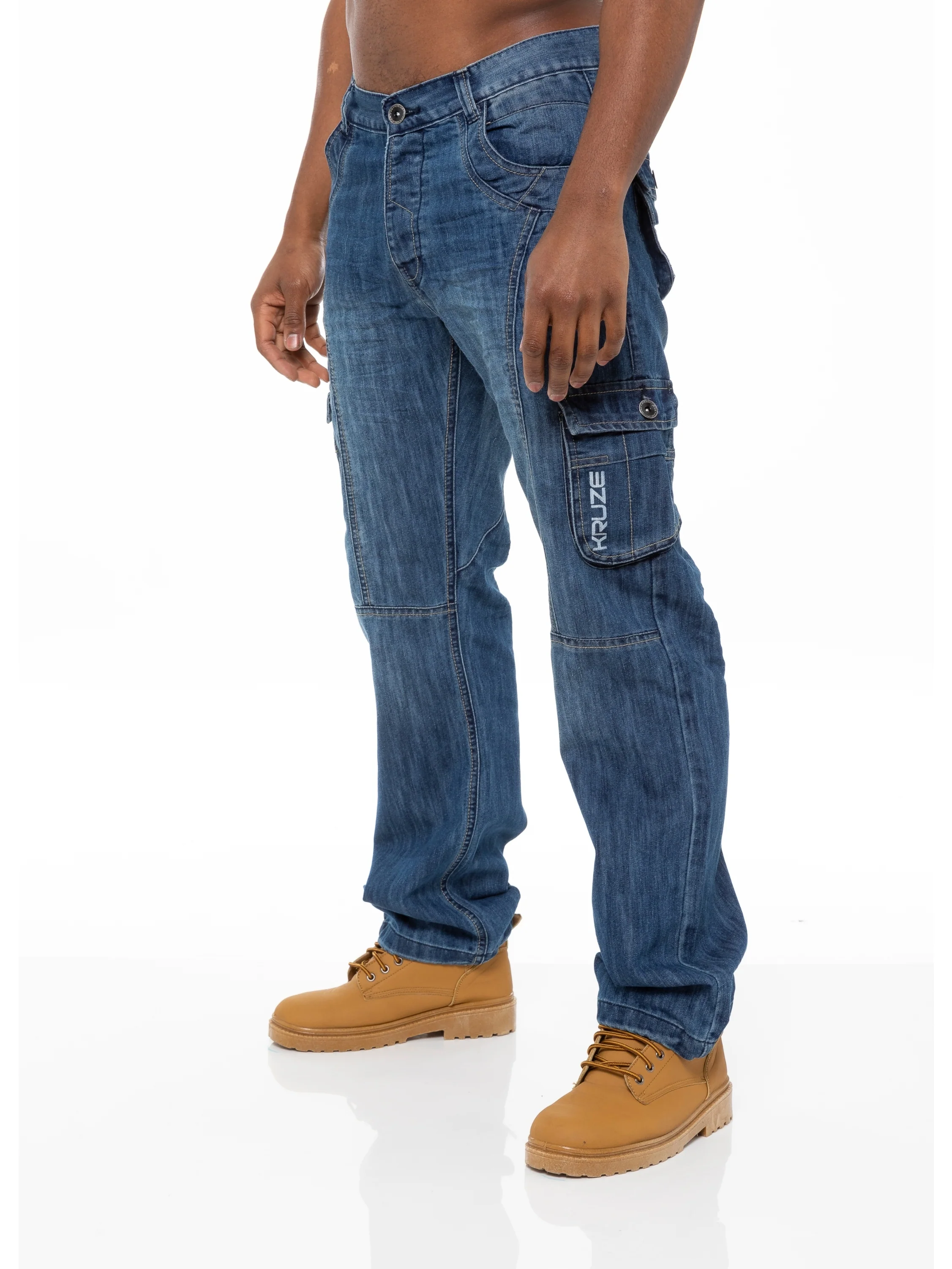 Kruze | Mens Cargo Combat Jeans - Image 14