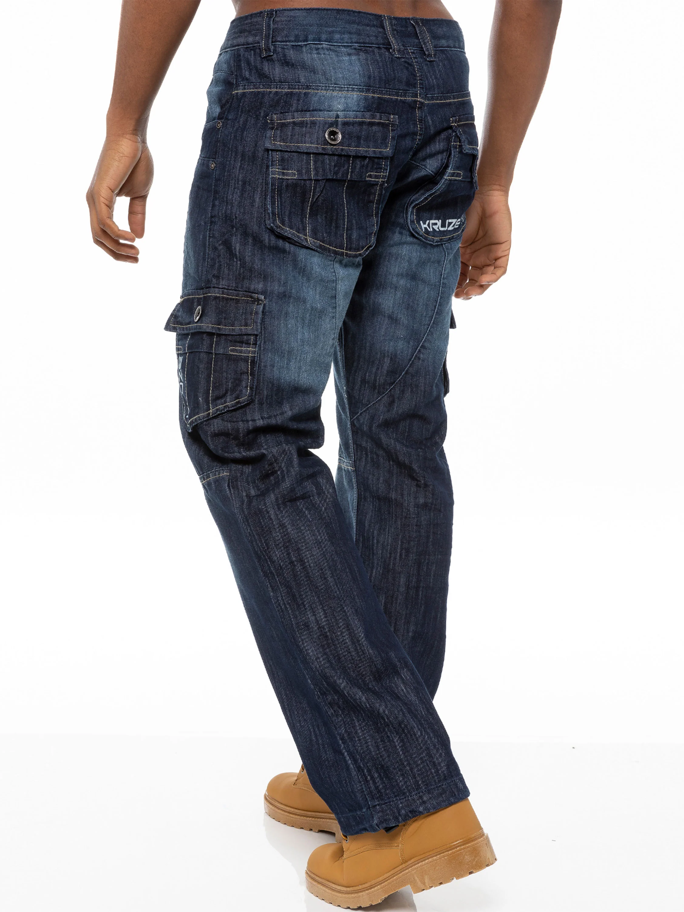 Kruze | Mens Cargo Combat Jeans - Image 3