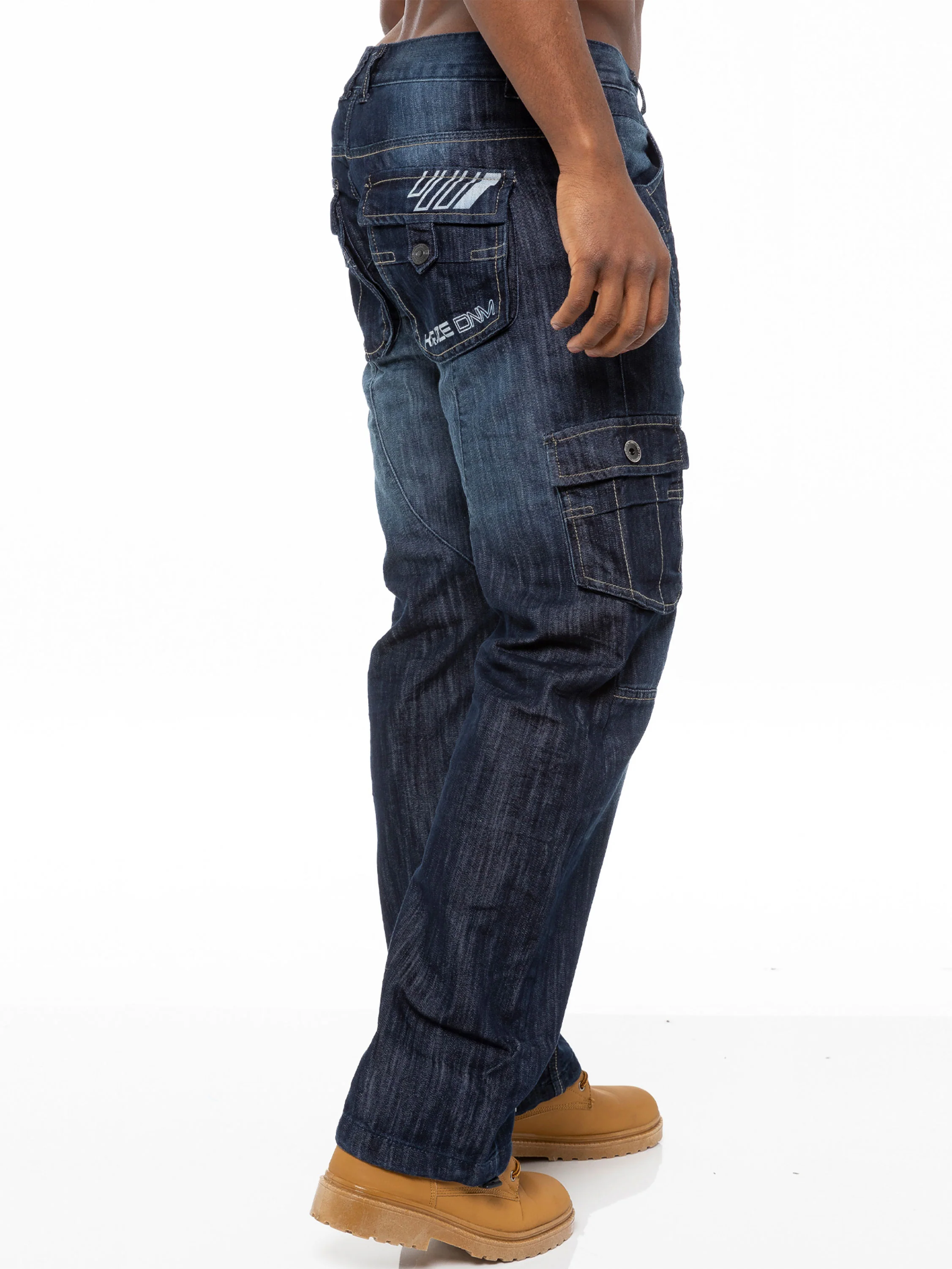 Kruze | Mens Cargo Combat Jeans - Image 4