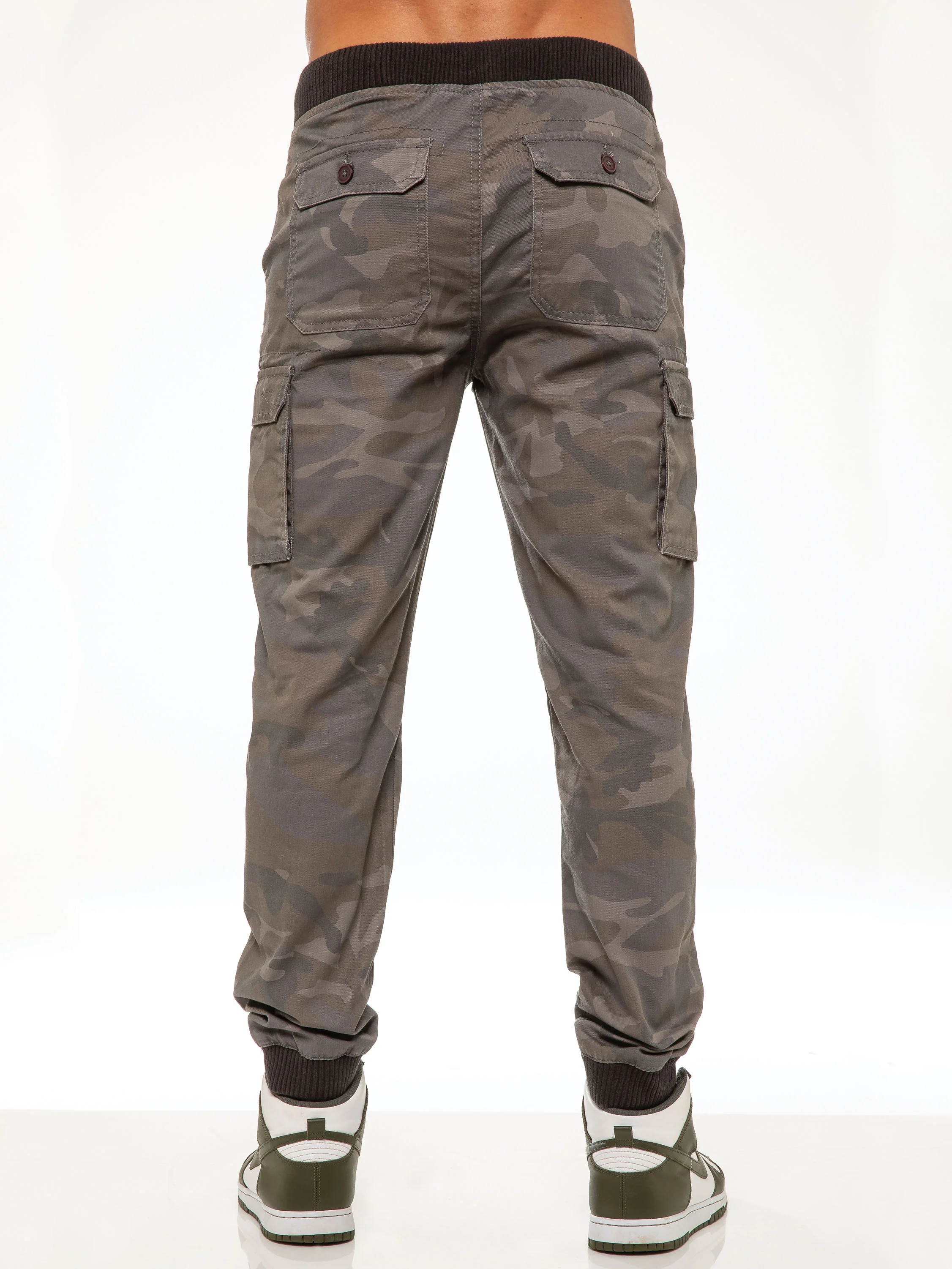 ENZO Mens Military Combat Cuffed Camouflage Jeans - Image 10