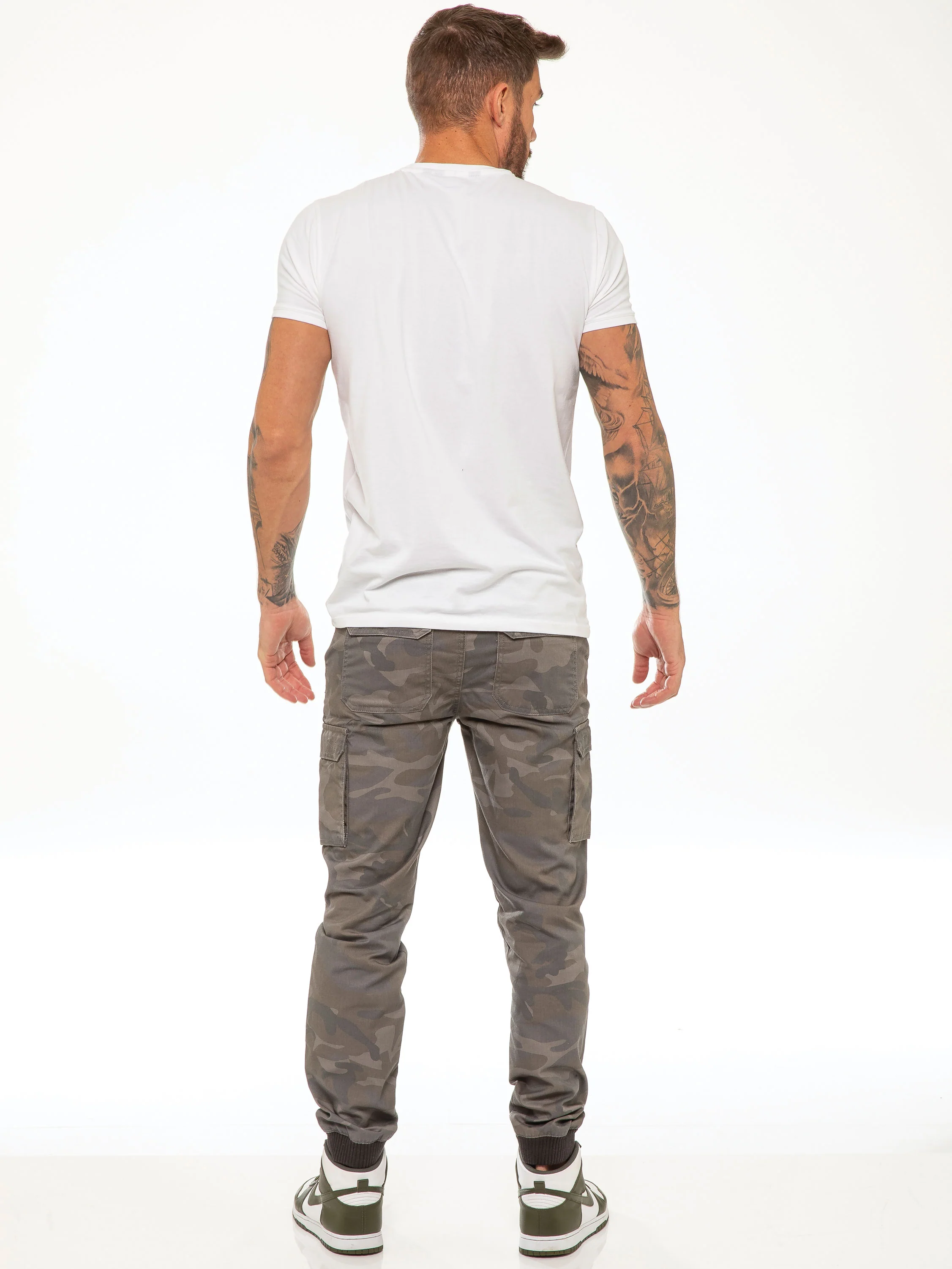 ENZO Mens Military Combat Cuffed Camouflage Jeans - Image 13