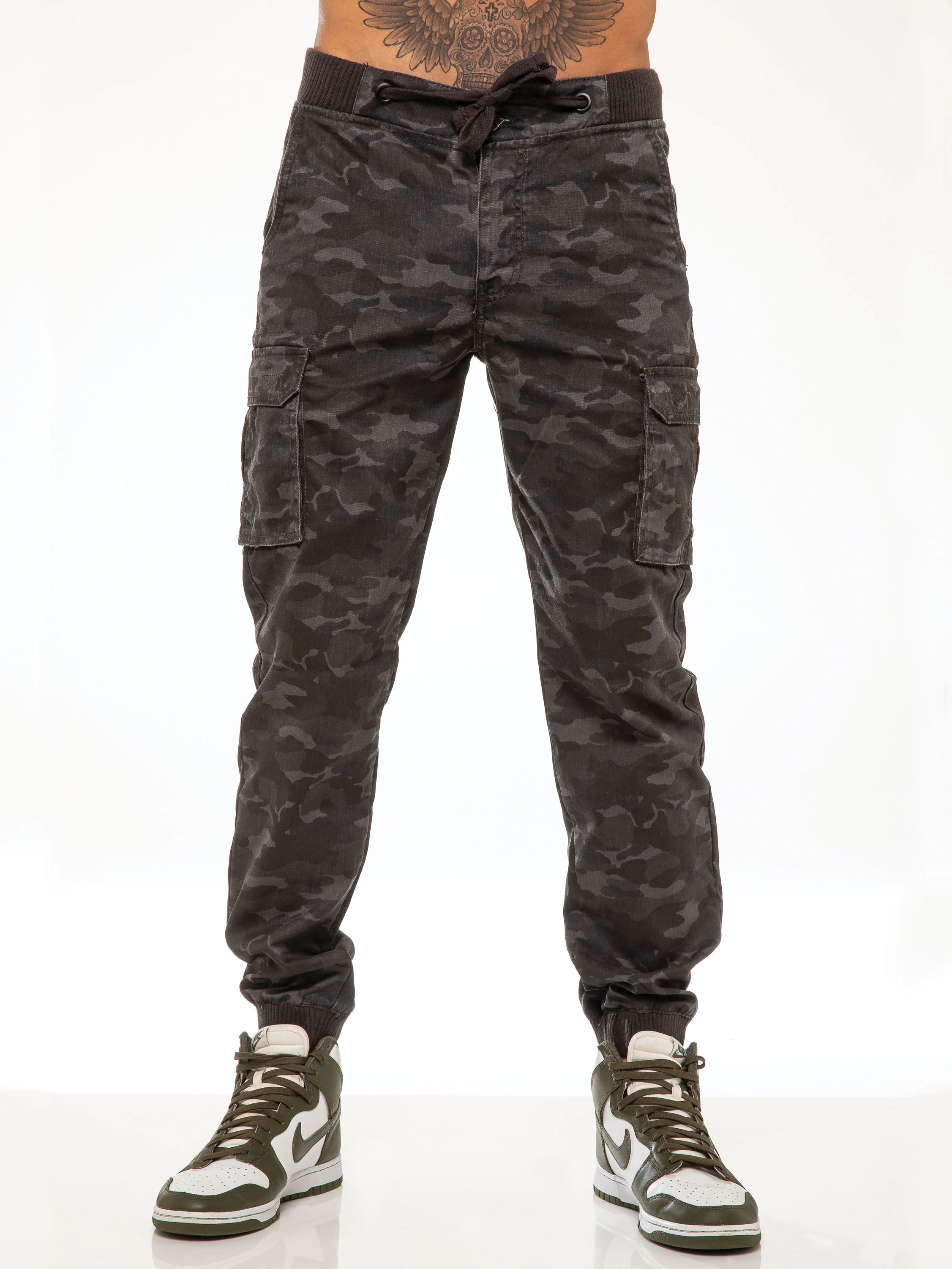 ENZO Mens Military Combat Cuffed Camouflage Jeans - Image 18