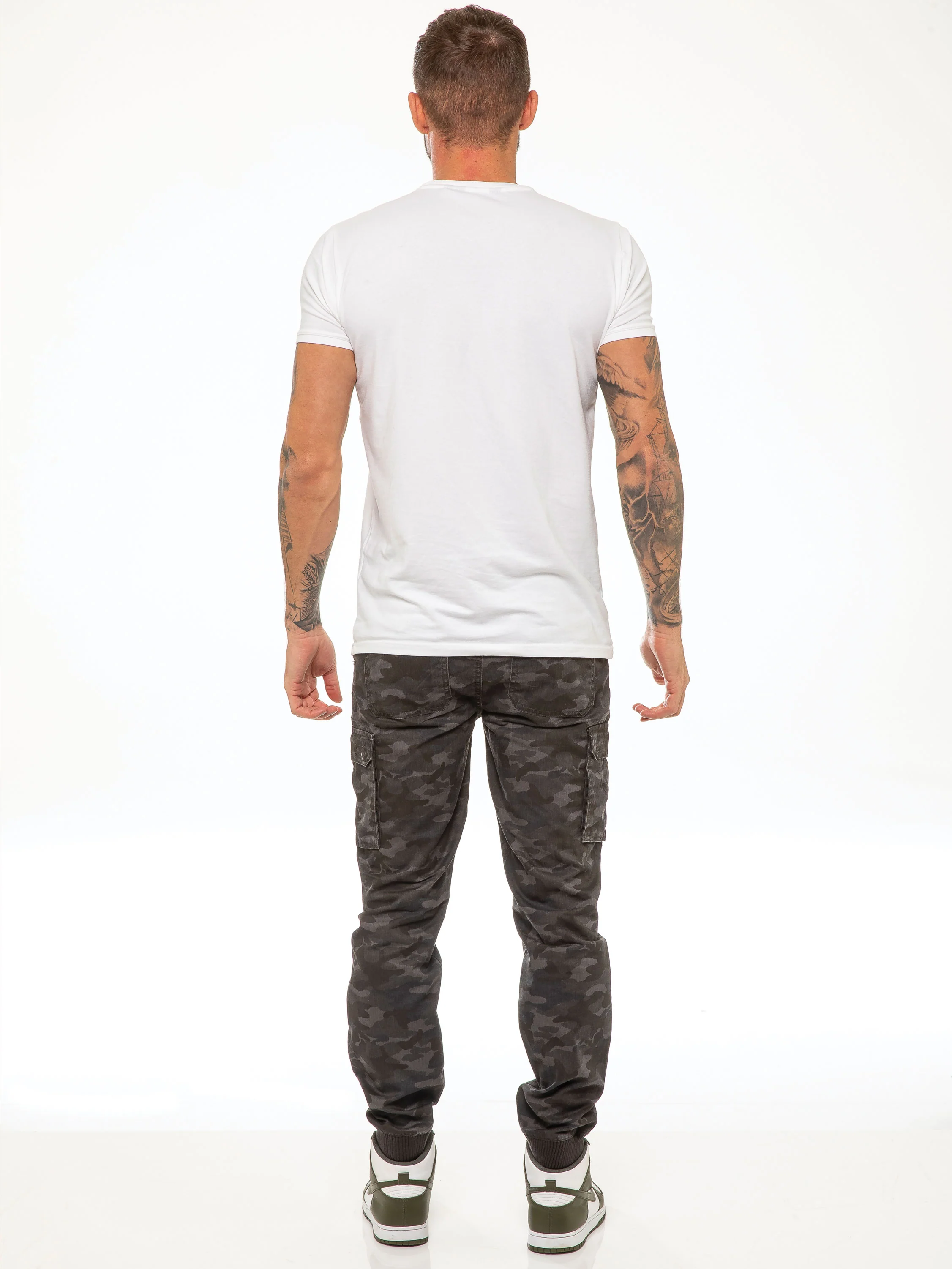 ENZO Mens Military Combat Cuffed Camouflage Jeans - Image 21