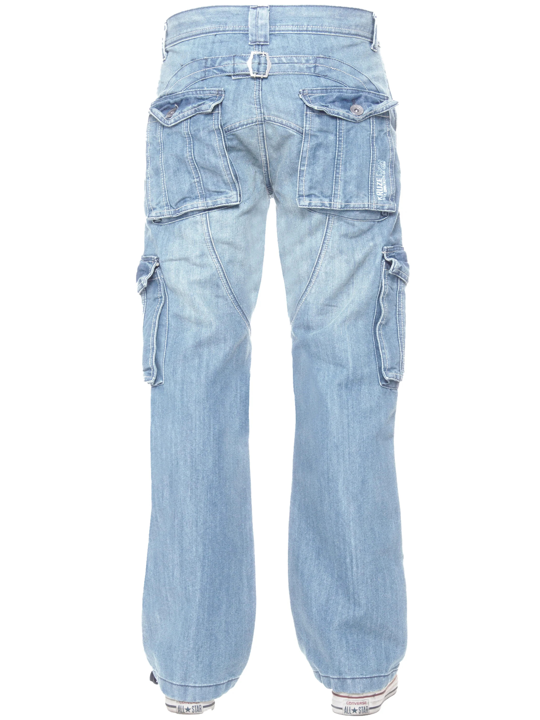 Kruze | Mens Cargo Combat Denim Jeans - Image 11