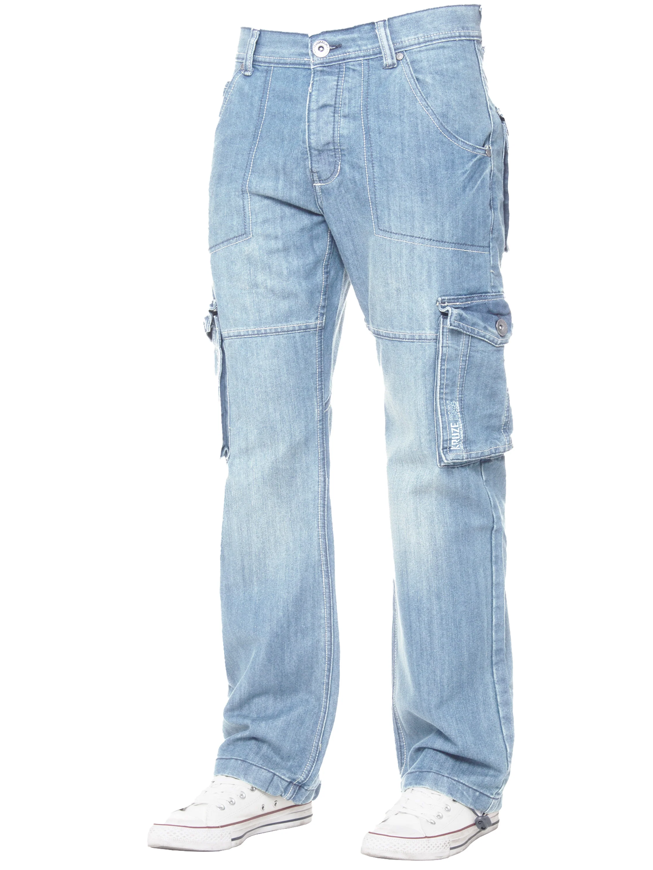 Kruze | Mens Cargo Combat Denim Jeans - Image 17