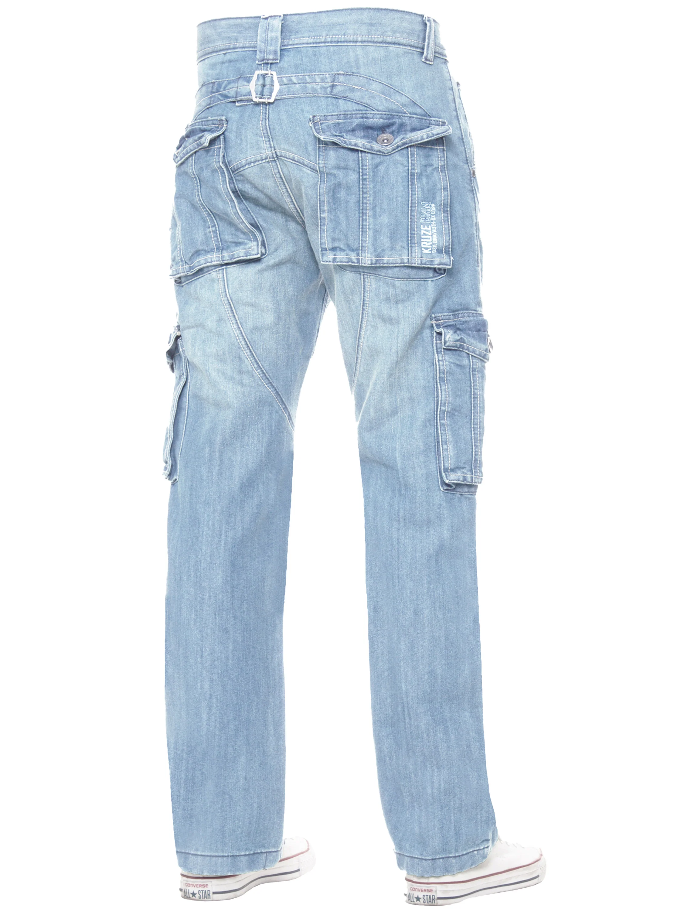 Kruze | Mens Cargo Combat Denim Jeans - Image 18