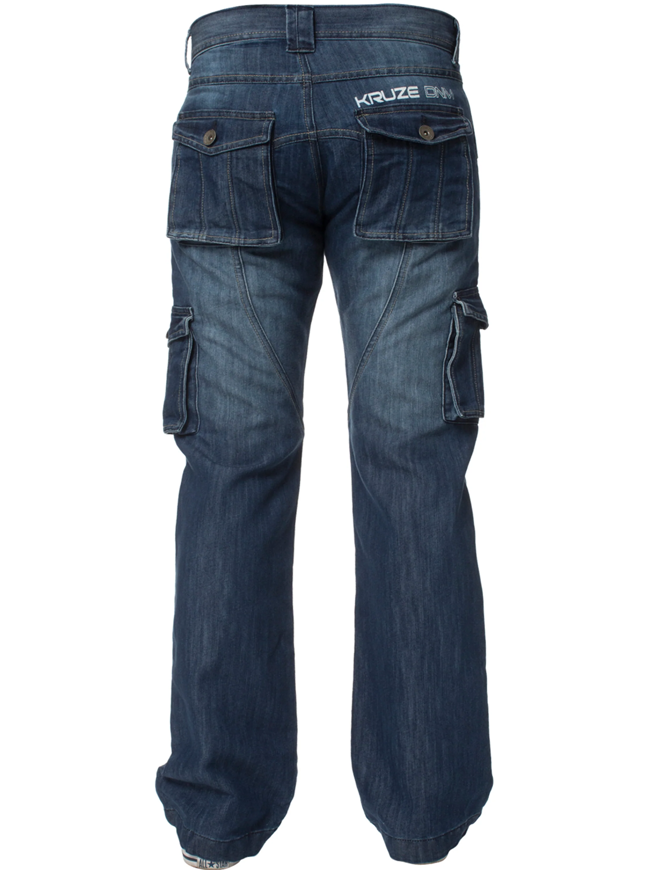 Kruze | Mens Cargo Combat Denim Jeans - Image 3