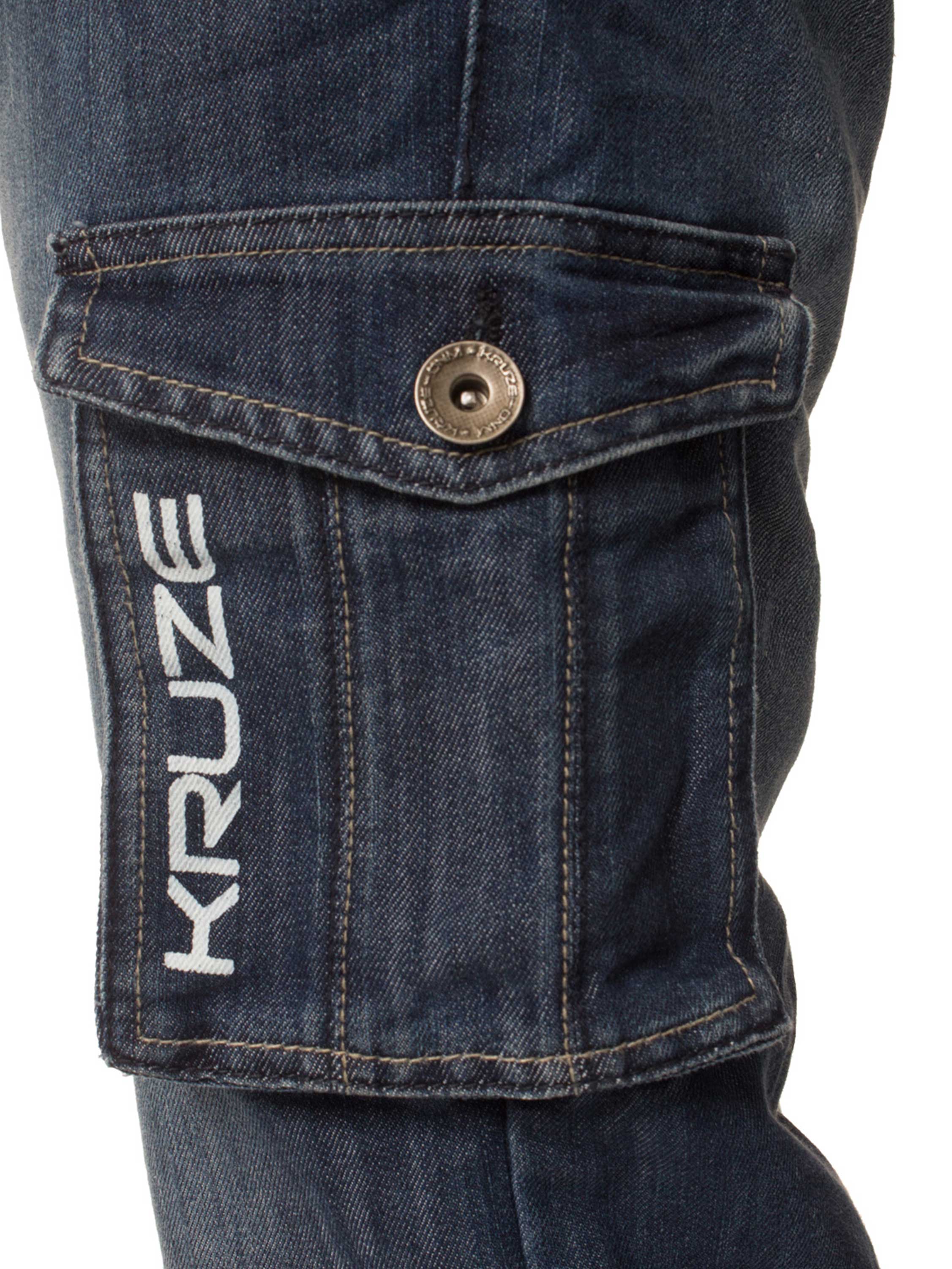 Kruze | Mens Cargo Combat Denim Jeans - Image 7