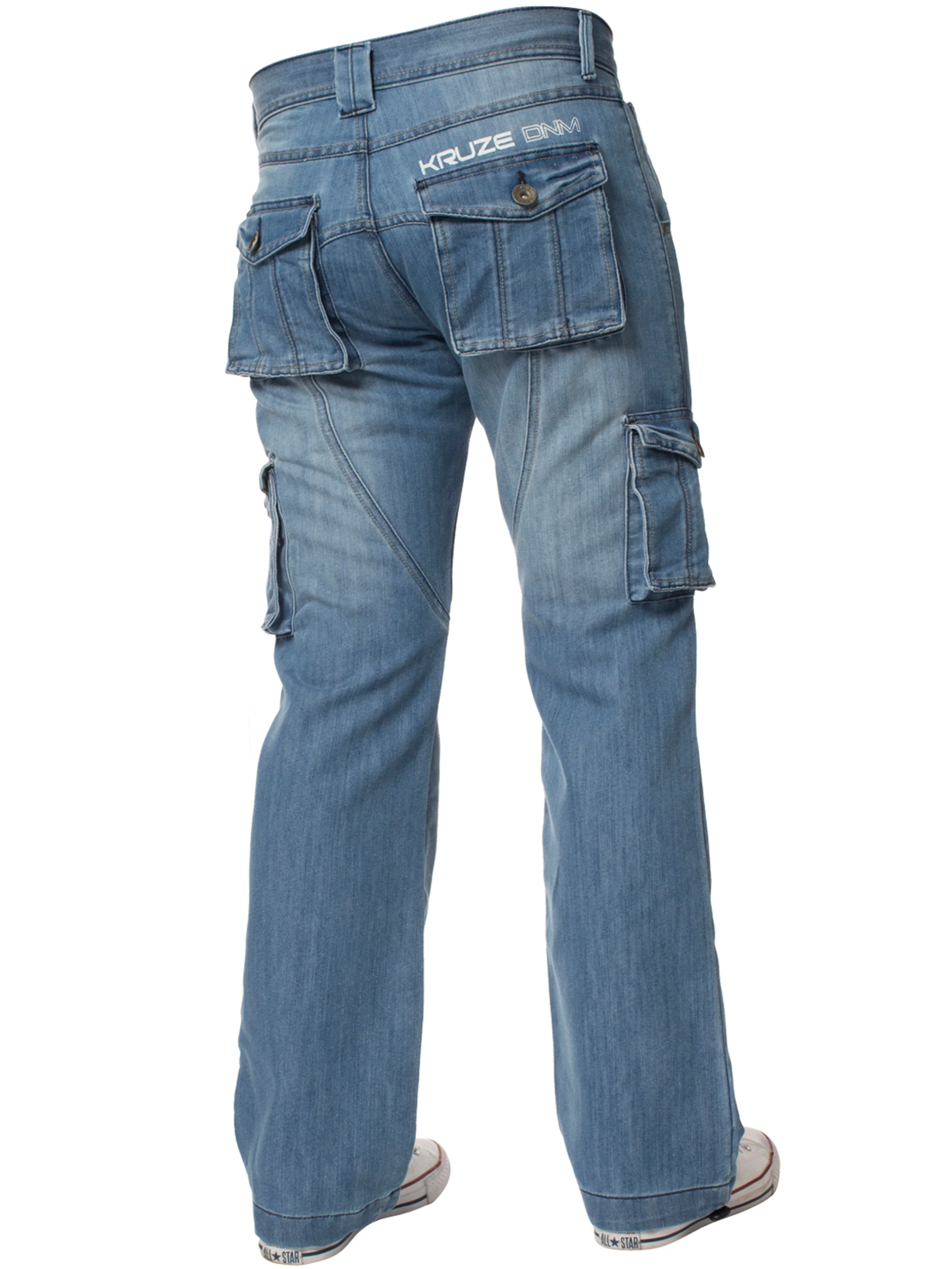 Kruze | Mens Cargo Combat Denim Jeans - Image 11