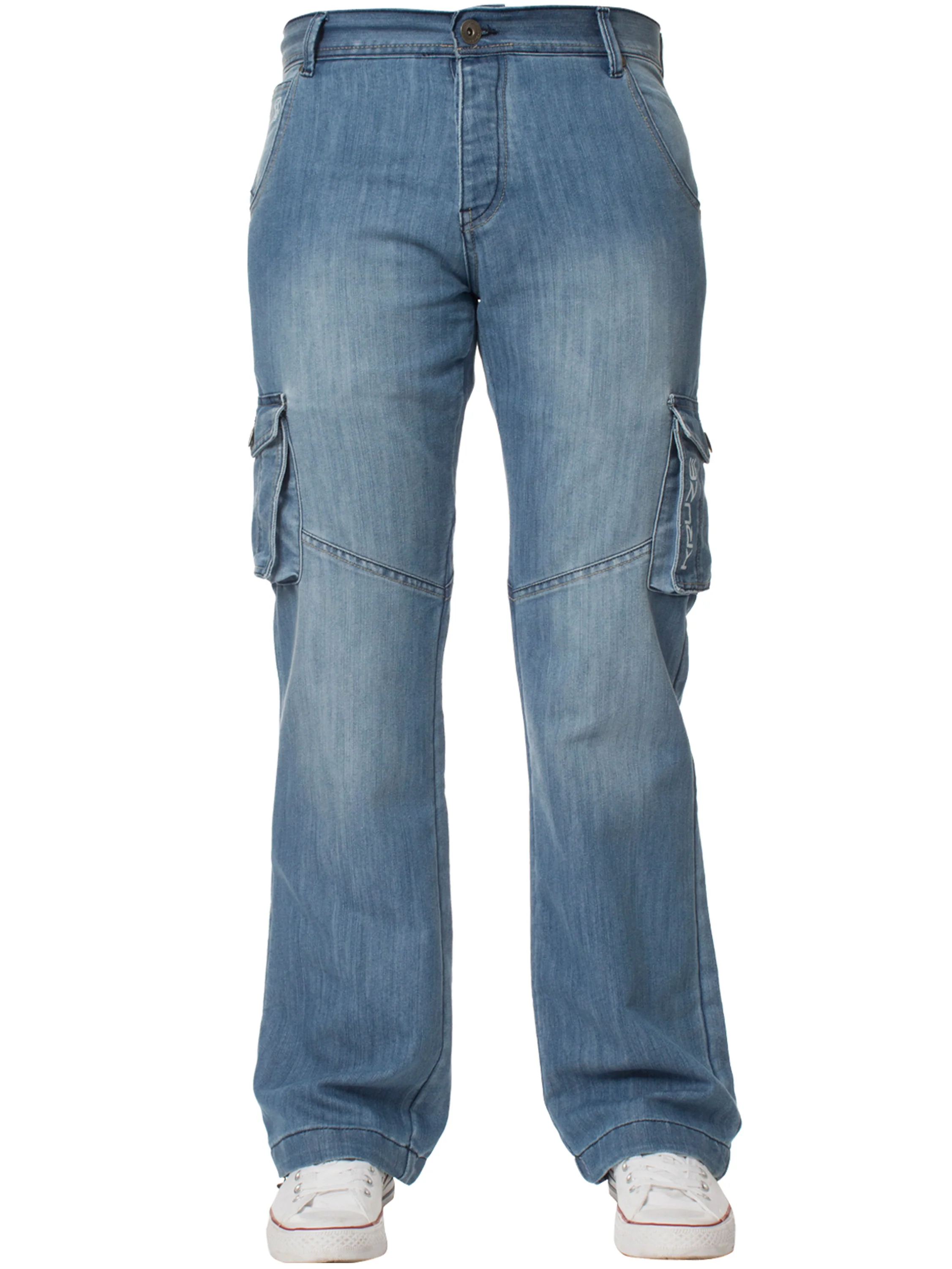 Kruze | Mens Cargo Combat Denim Jeans - Image 12